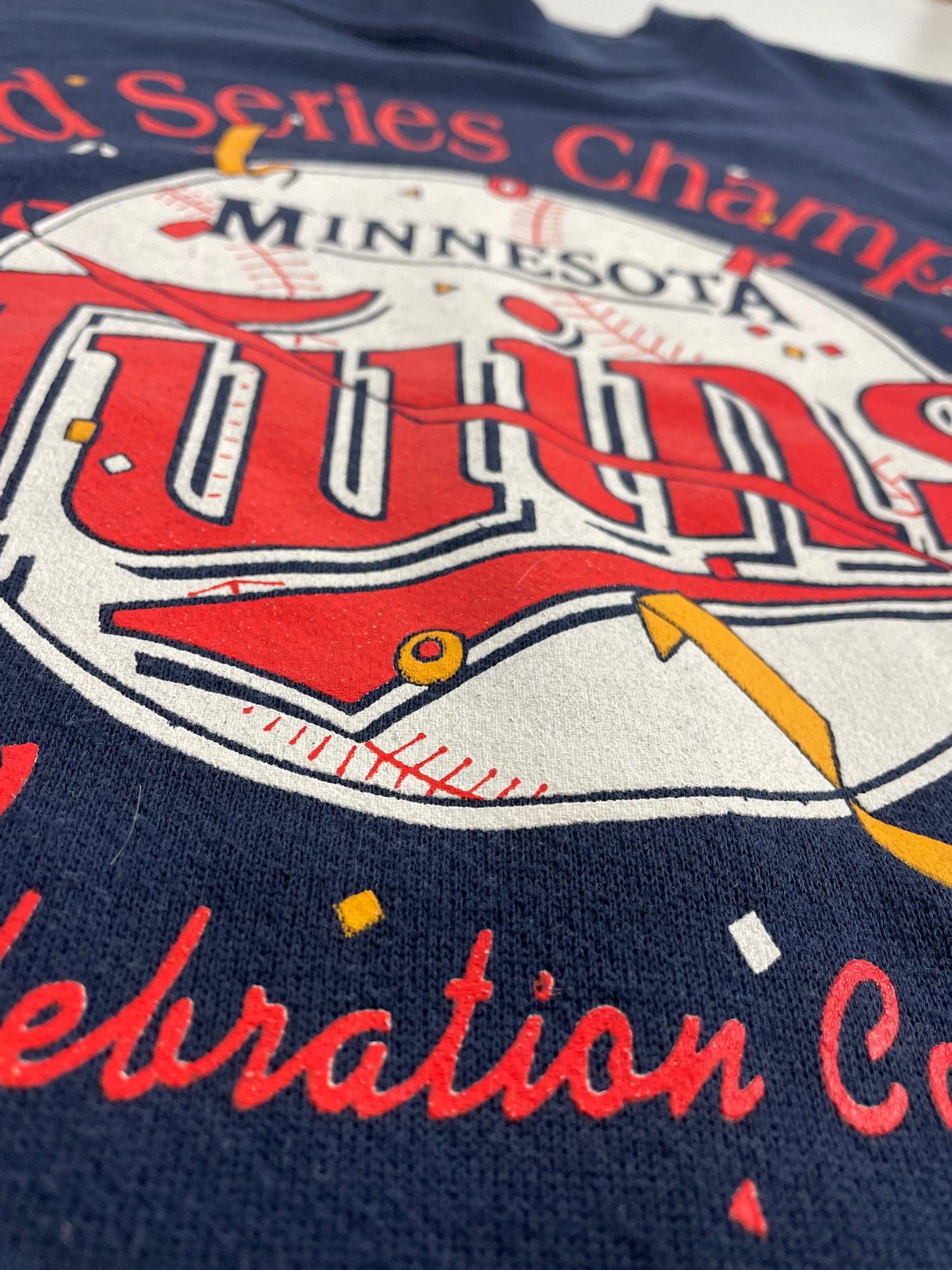 90s Logo7 Minessota Twins MLB Sweatshirt Navy XL