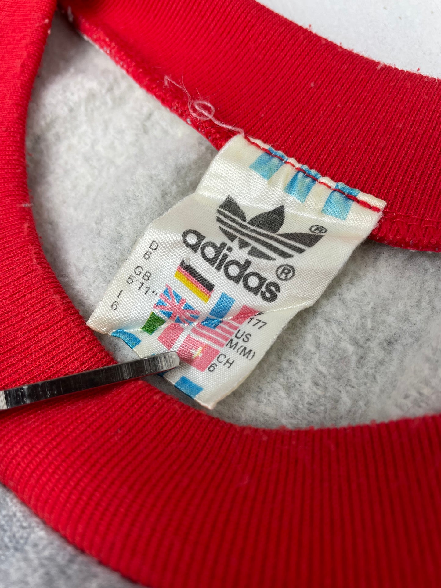 90s Adidas Sweatshirt Grey red S/M