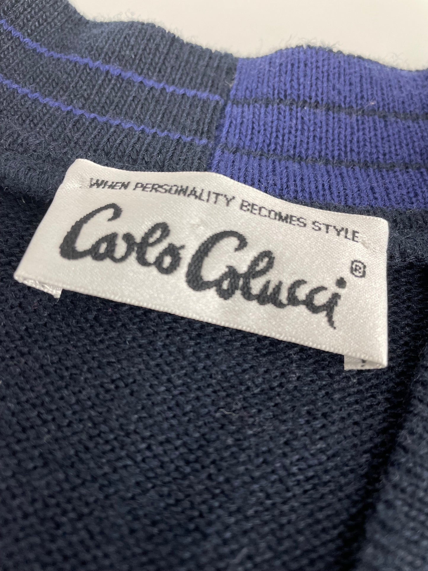 80s Carlo Colucci Knit Vest Navy Blue L
