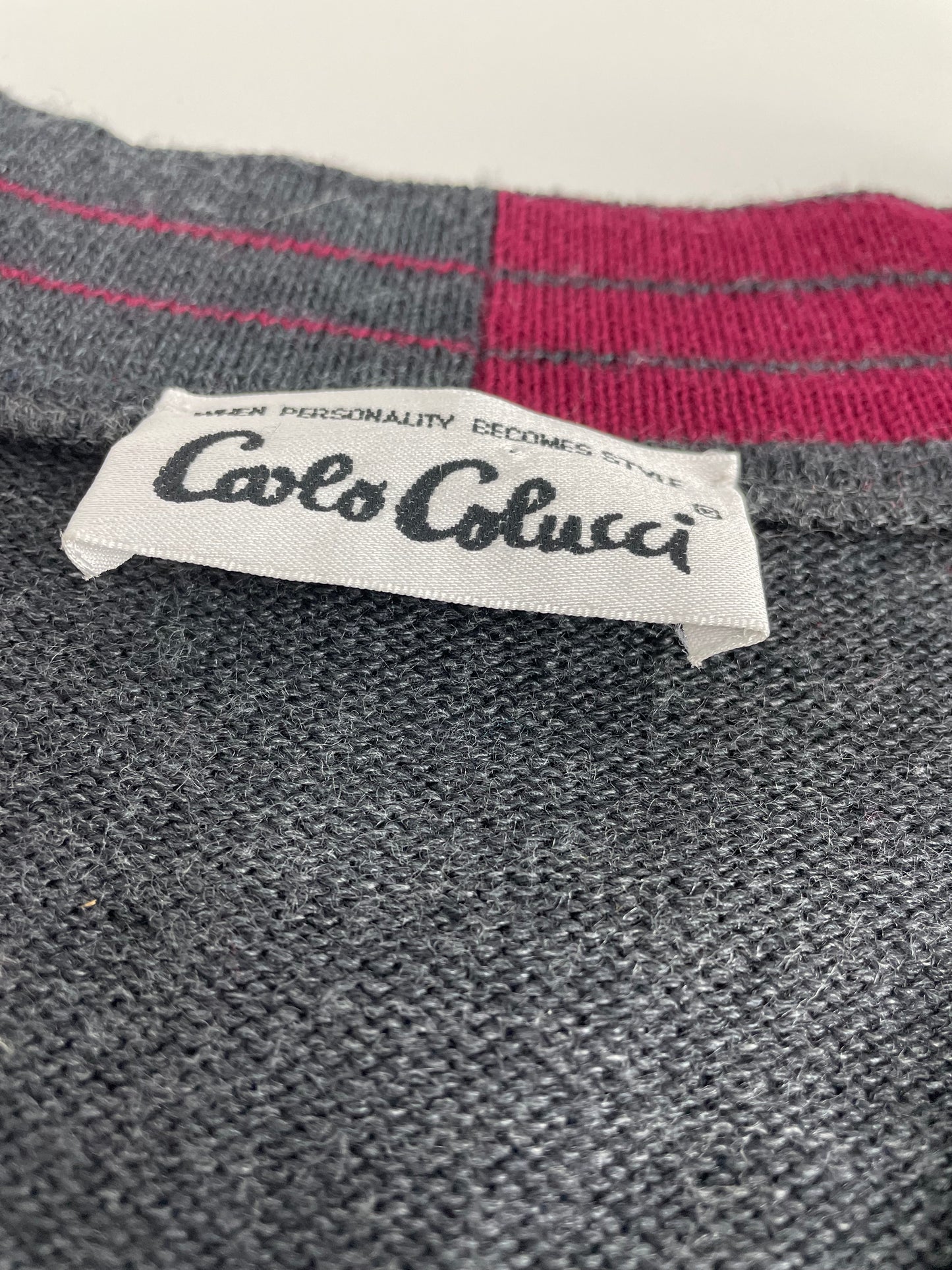 90s Carlo Colucci Knit Vest Grey Red L
