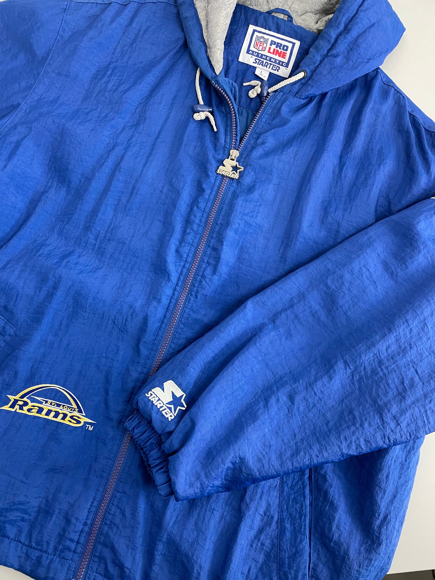 90s Starter St. Louis Rams NFL Jacket Blue L