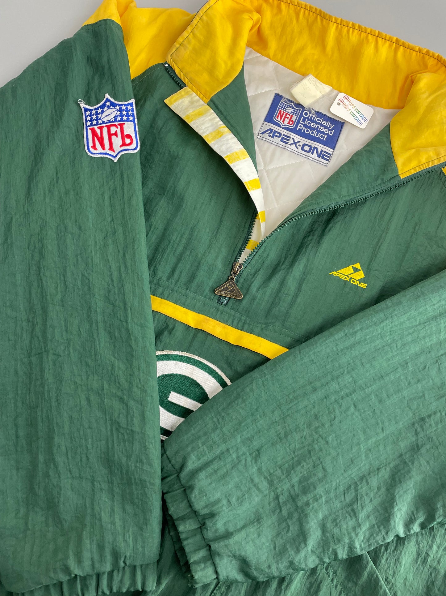 90s Apex One Green Bay Packers NFL Jacket Green Yellow XXL