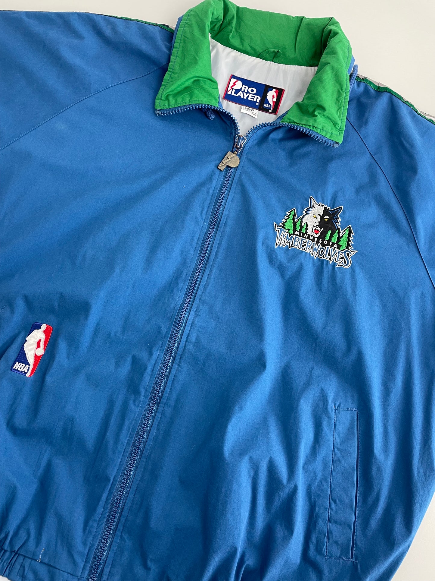 90s Pro Player Minessota Timberwolves NBA Jacket Blue Green XXL