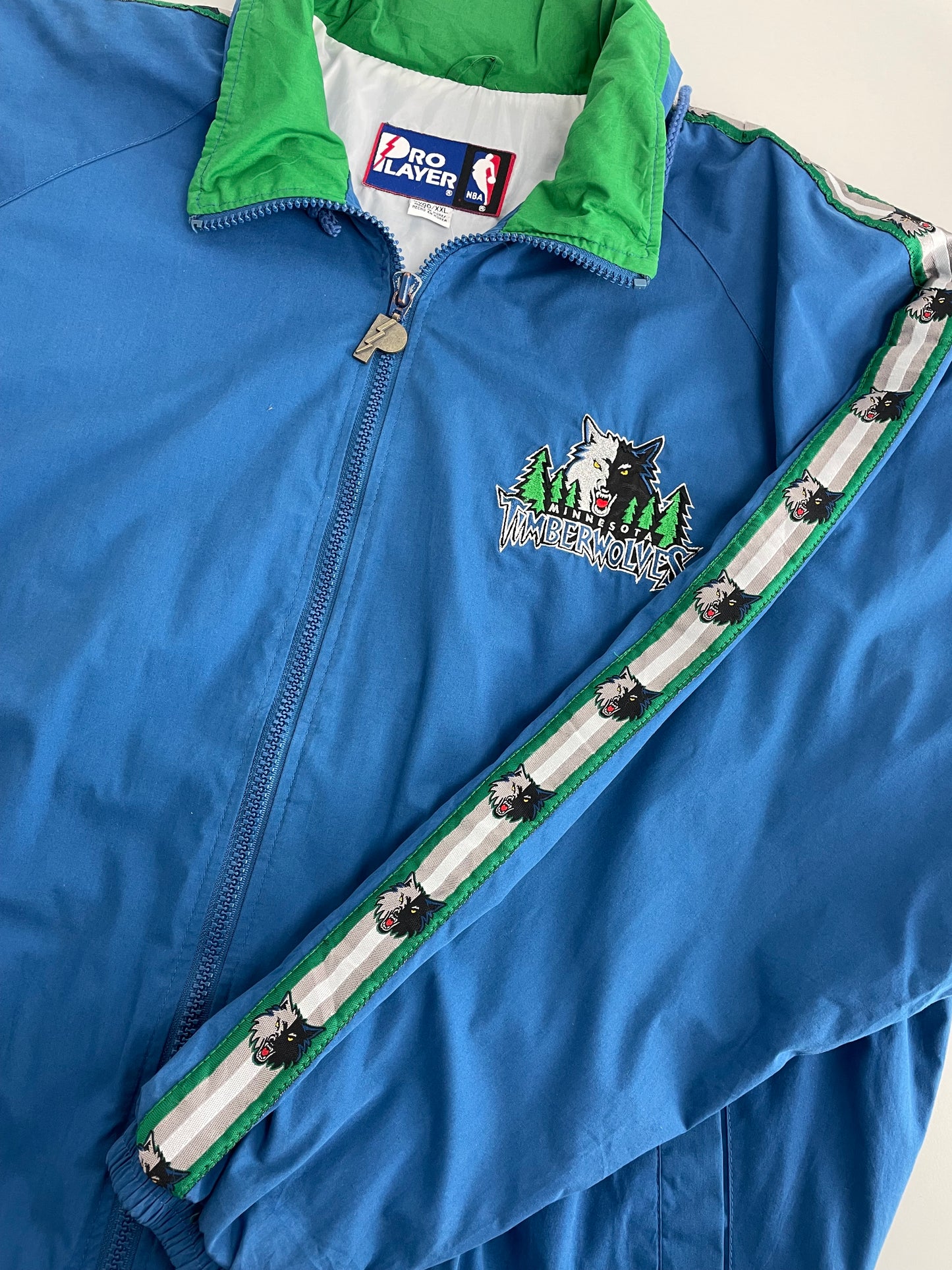 90s Pro Player Minessota Timberwolves NBA Jacket Blue Green XXL