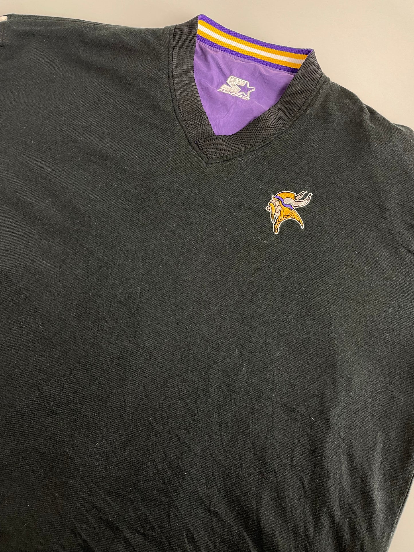 90s Starter Minessota Vikings NFL Pullover Purple Black XL