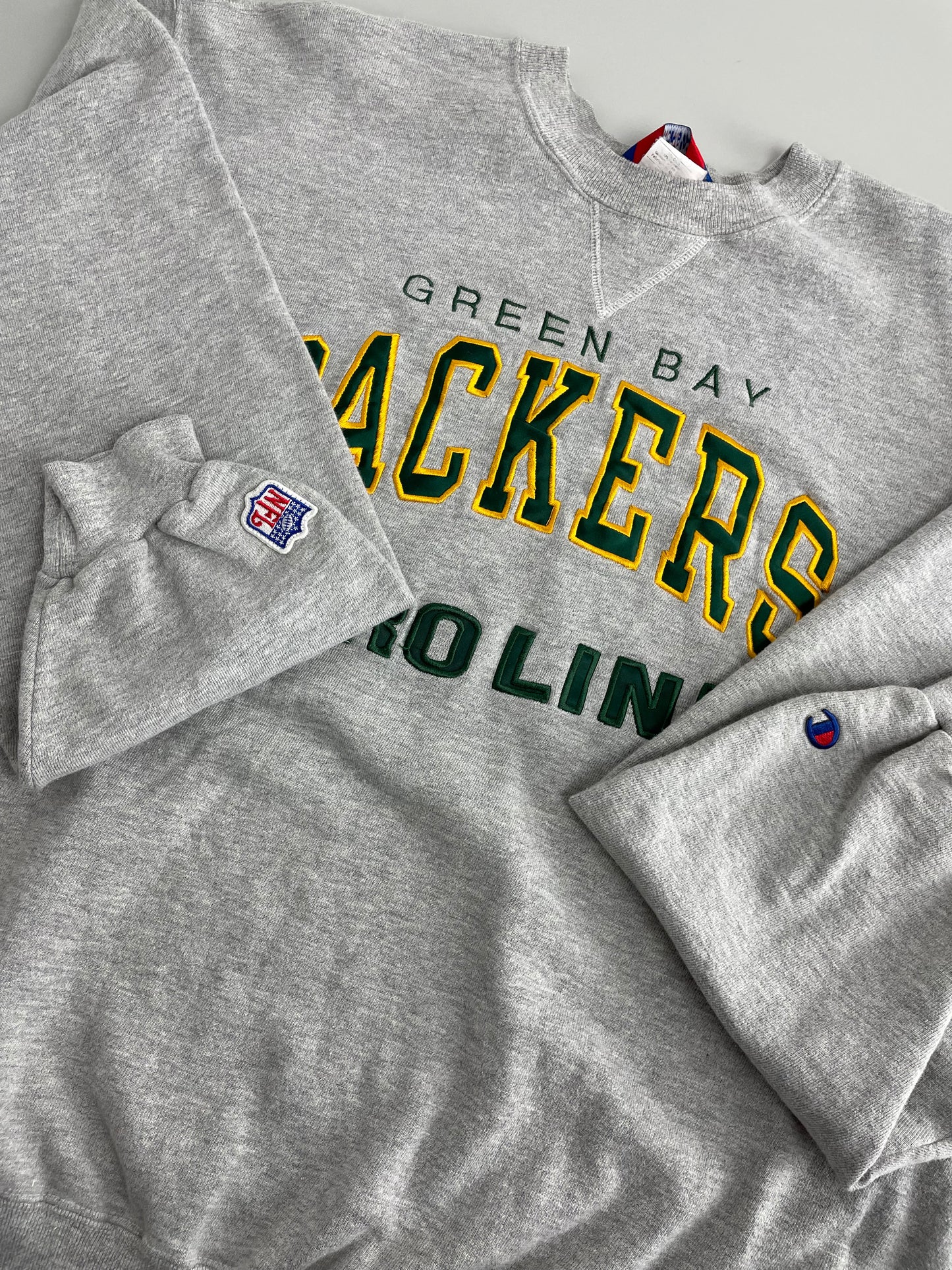 00s Champion Green Bay Packers NFL Sweatshirt Grey XL