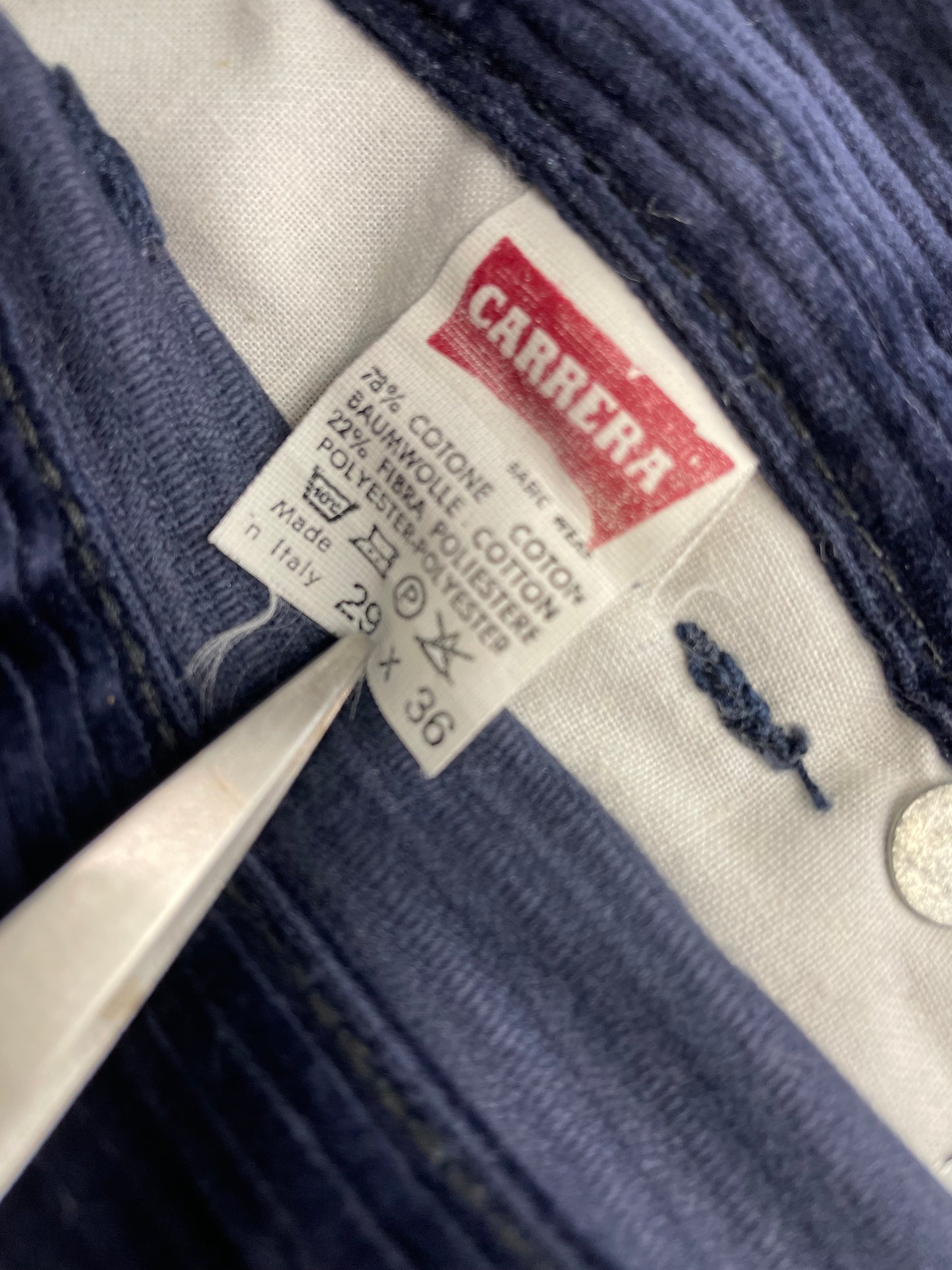90s Carerra Corduroy Pant Navy IT 29 Waist, 36 Length