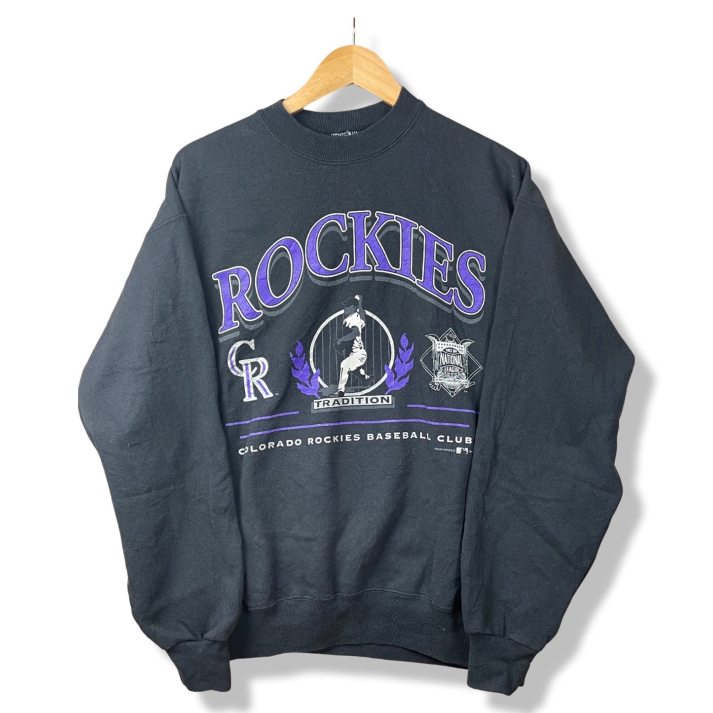 90s Colorado Rockies MLB Hanes Sweatshirt Black