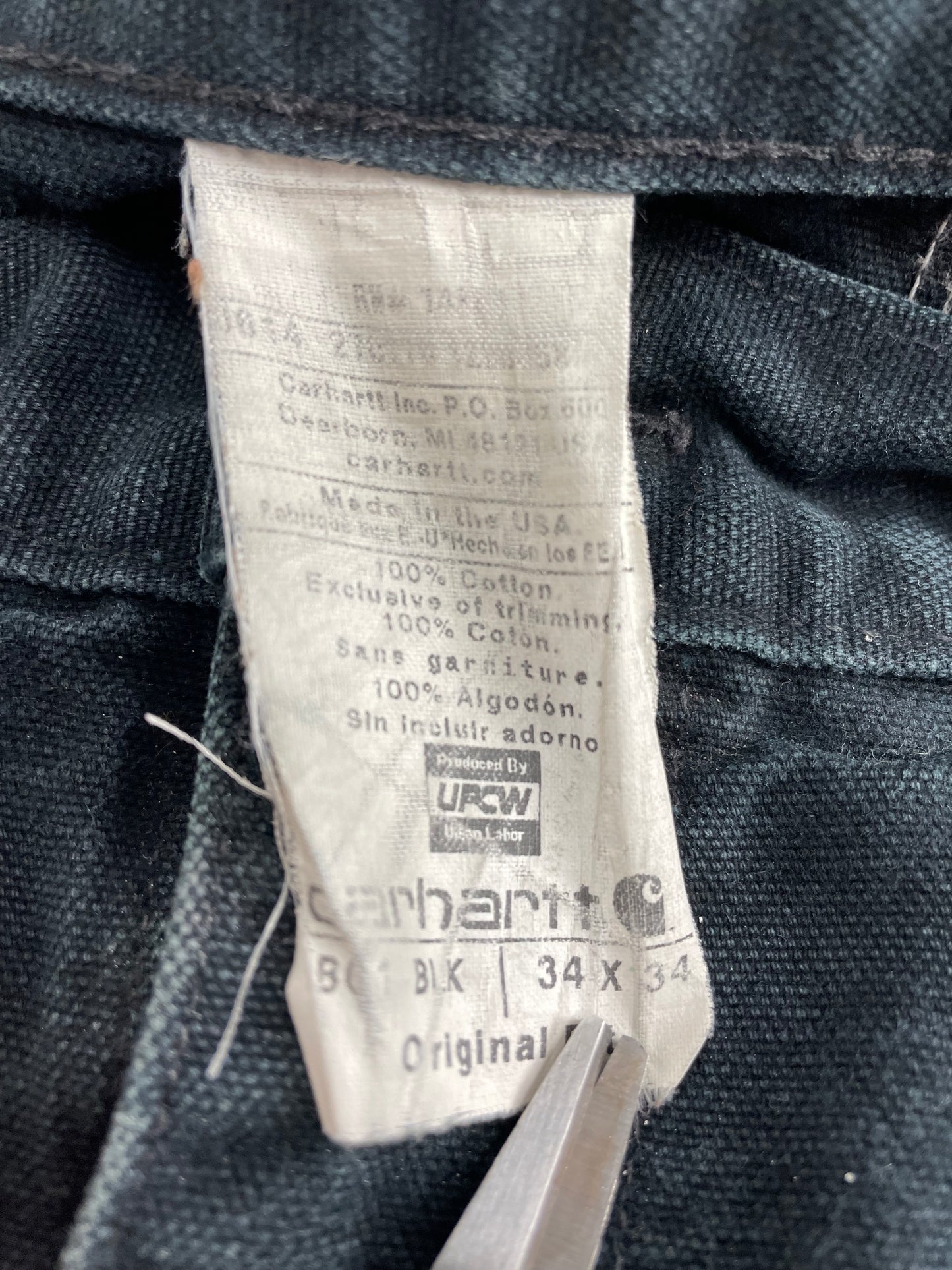 90s Carhartt Distressed Workwear Pant Black 34 x 34