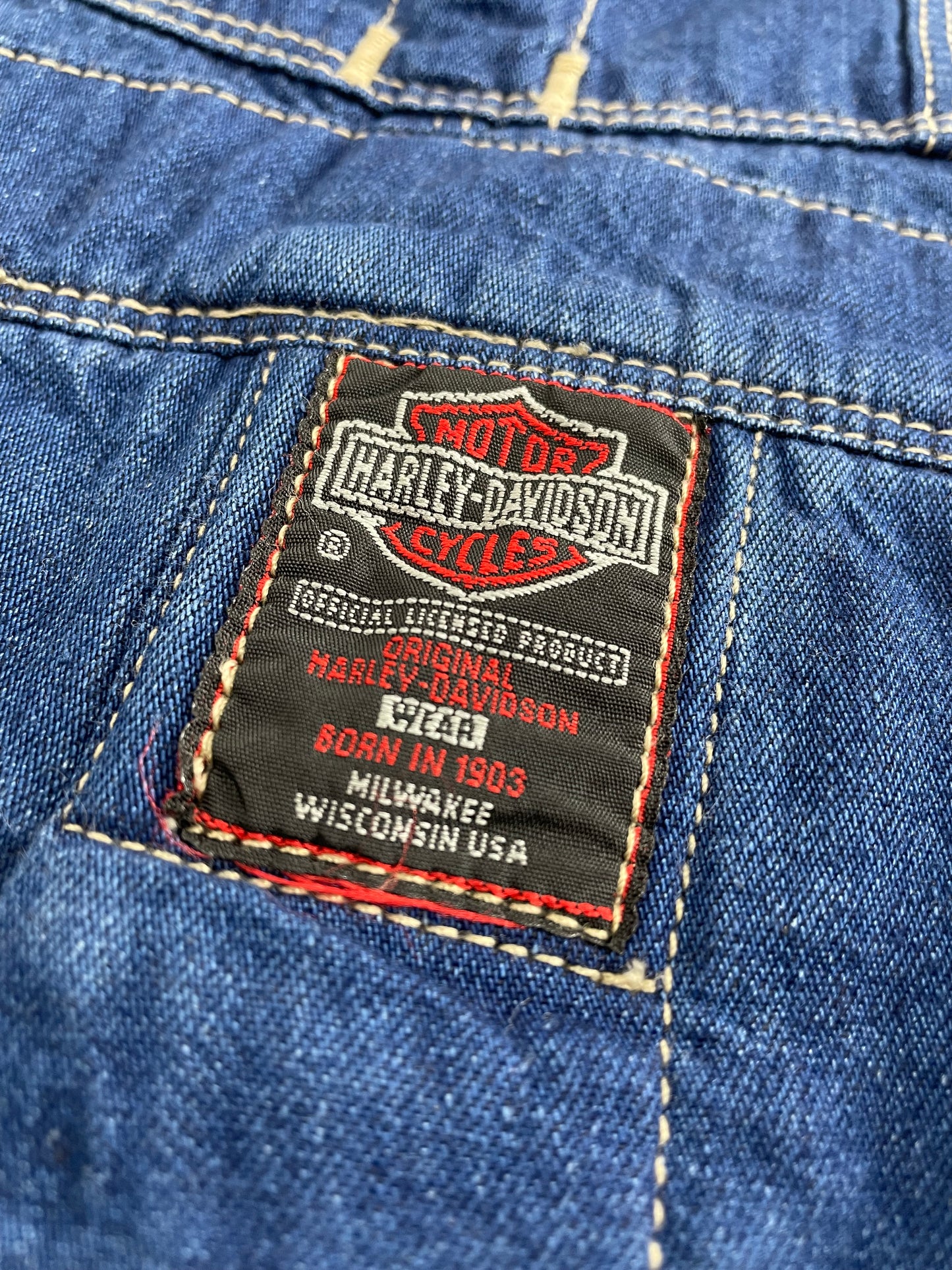 90s Harley Davidson Dungaree Blue L