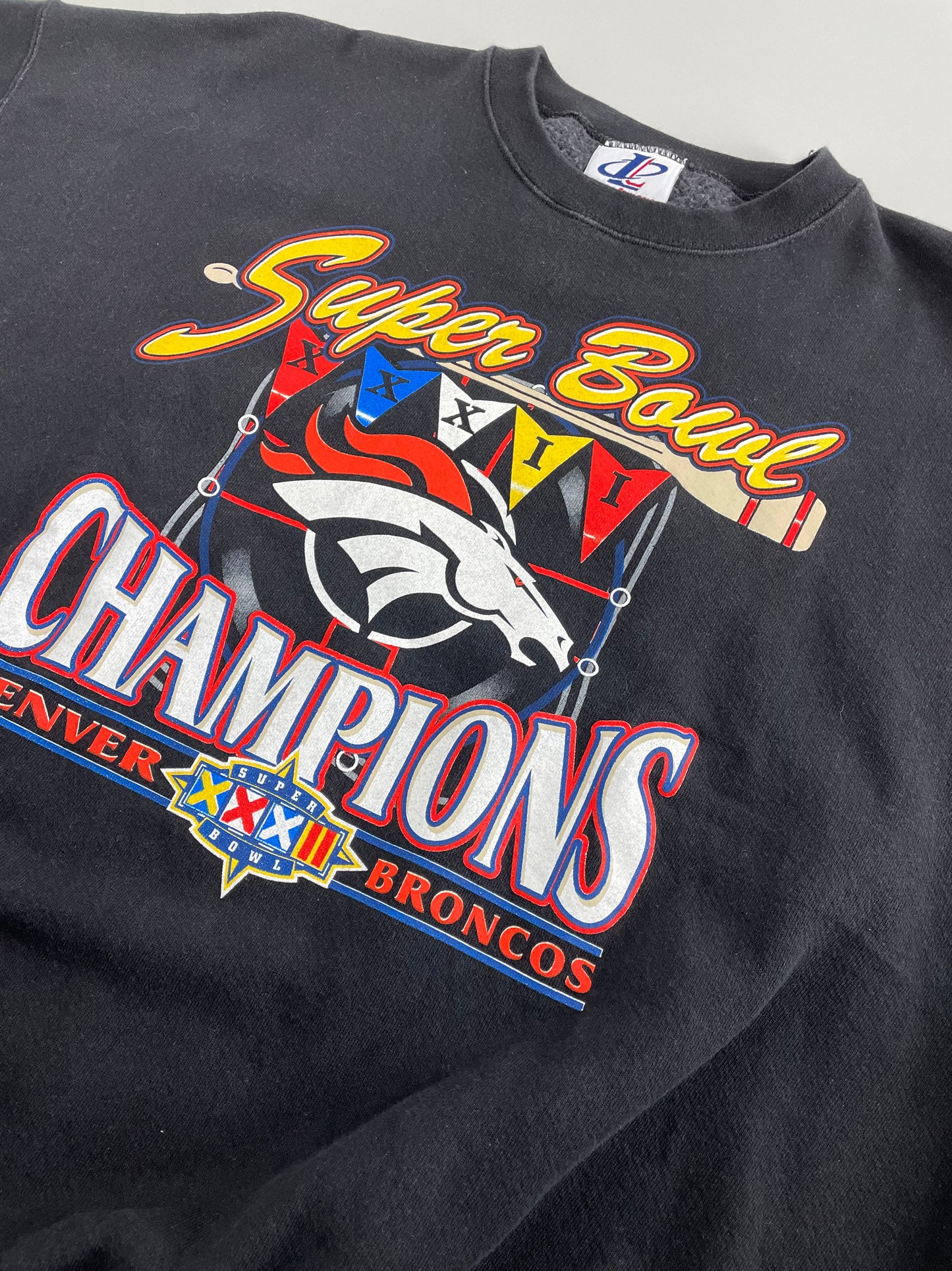 90s Logo Athletic Denver Broncos NFL Sweatshirt Black XL