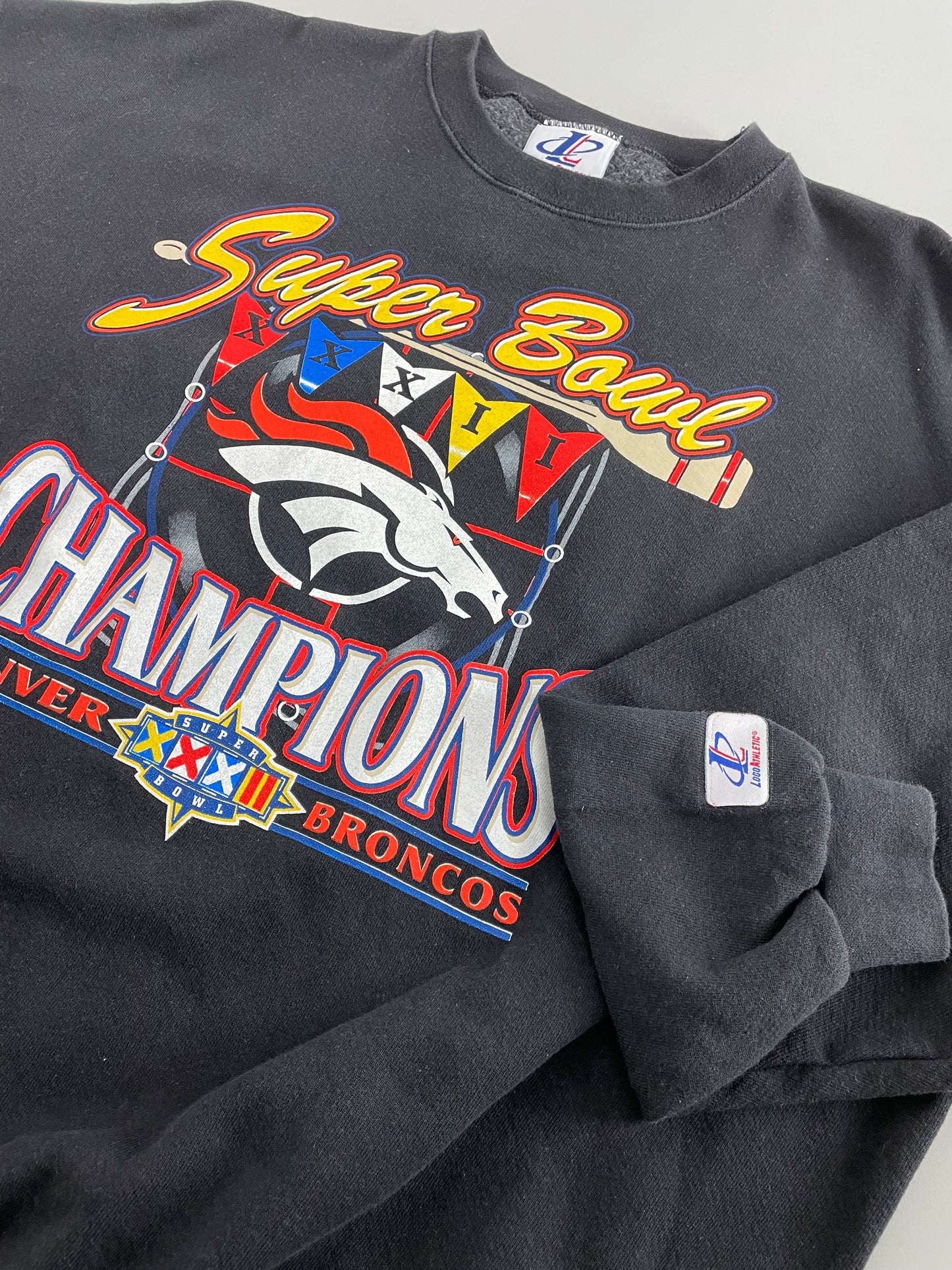 90s Logo Athletic Denver Broncos NFL Sweatshirt Black XL