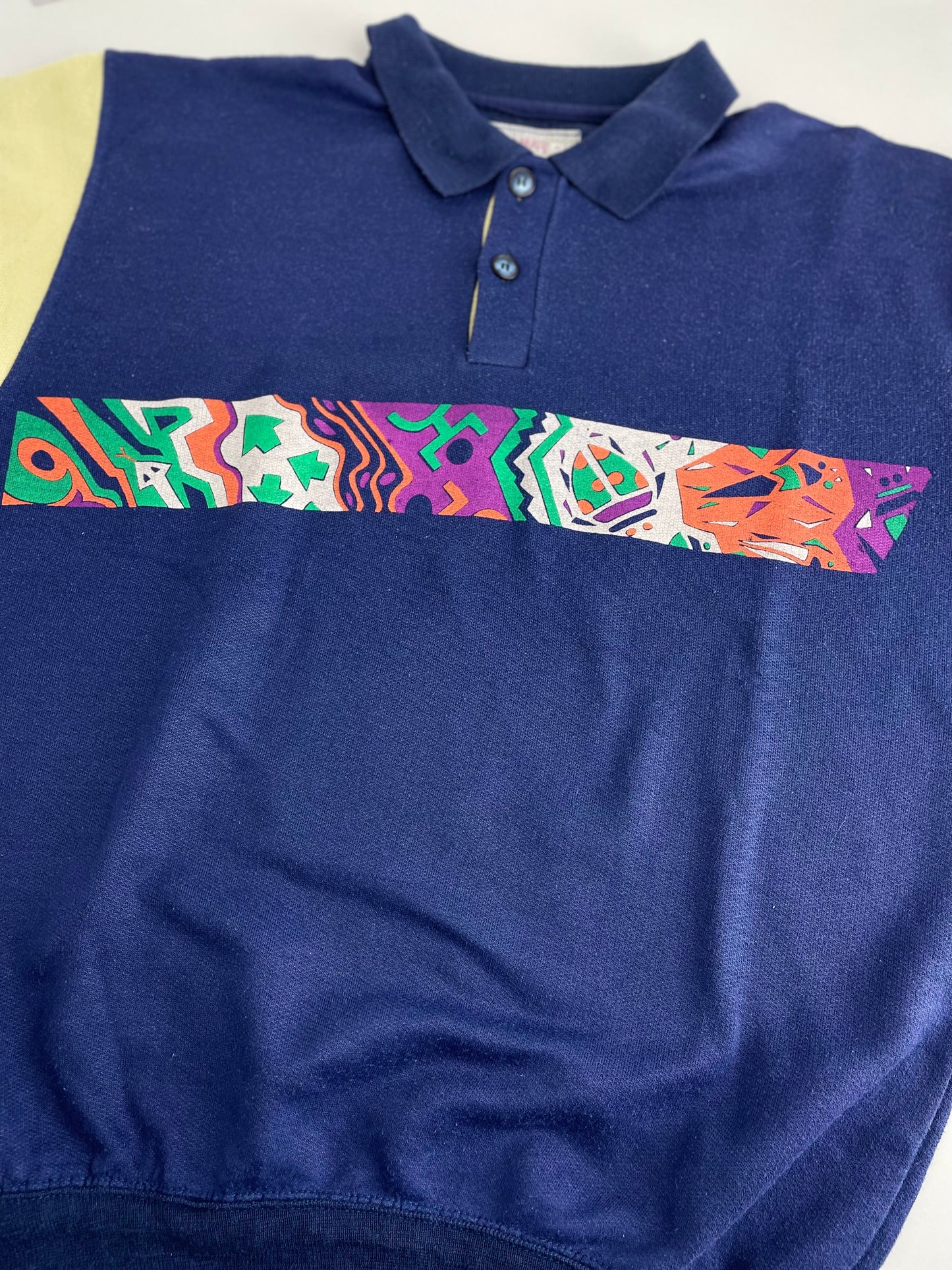 80s Unbranded Sweatshirt Navy Beige S/M