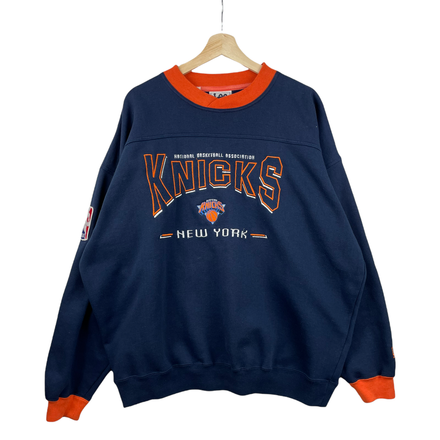 90s Lee Sport New York Knicks NBA Sweatshirt Navy Orange L/XL