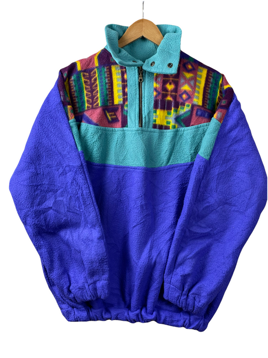 90s Best Fashion Crazy Fleece Purple Green XL