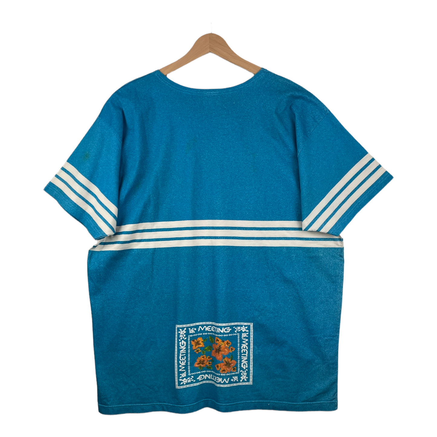 90s Meeting Sport & People Hawaii T-Shirt Blue L