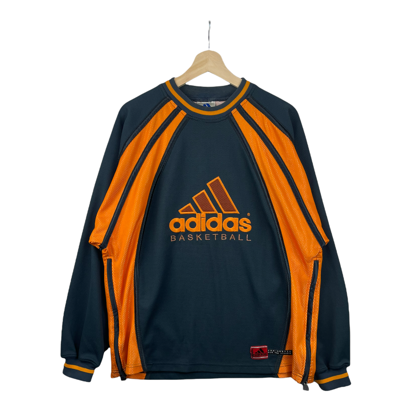 90s Adidas Basketball Longsleeve Grey Orange M