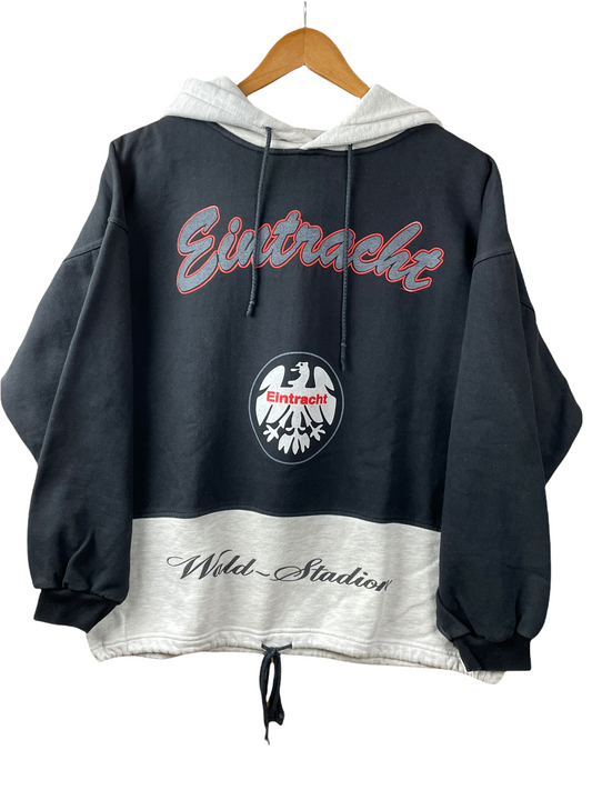 90s Eintracht Frankfurt Bundesliga Universal Athletics Hoodie Black Beige