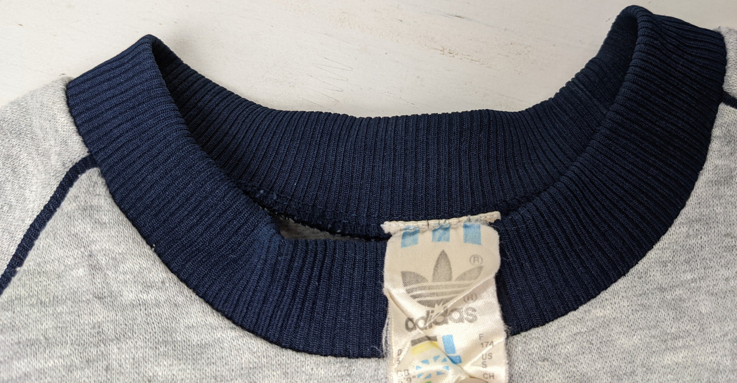90s Adidas Sweatshirt Grey dark Blue S