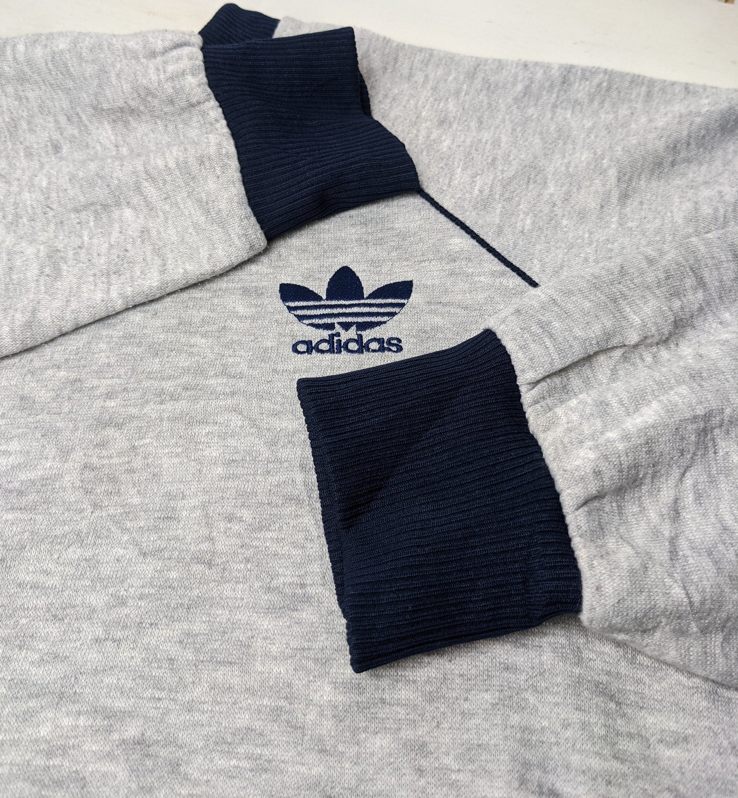 90s Adidas Sweatshirt Grey dark Blue S