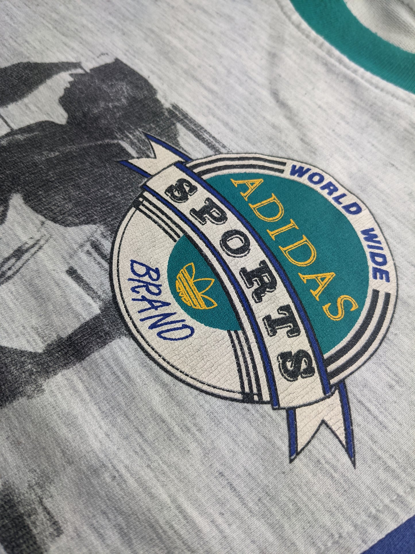 90s Adidas Sweatshirt Green Grey M
