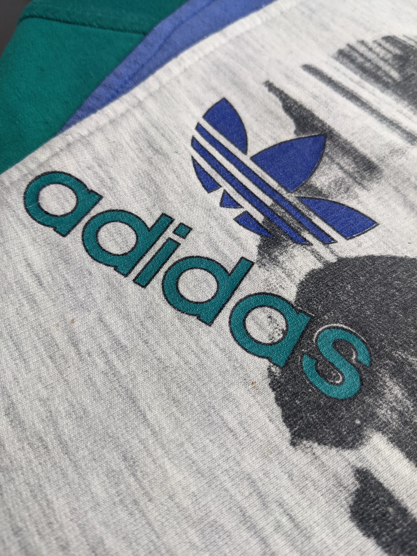 90s Adidas Sweatshirt Green Grey M