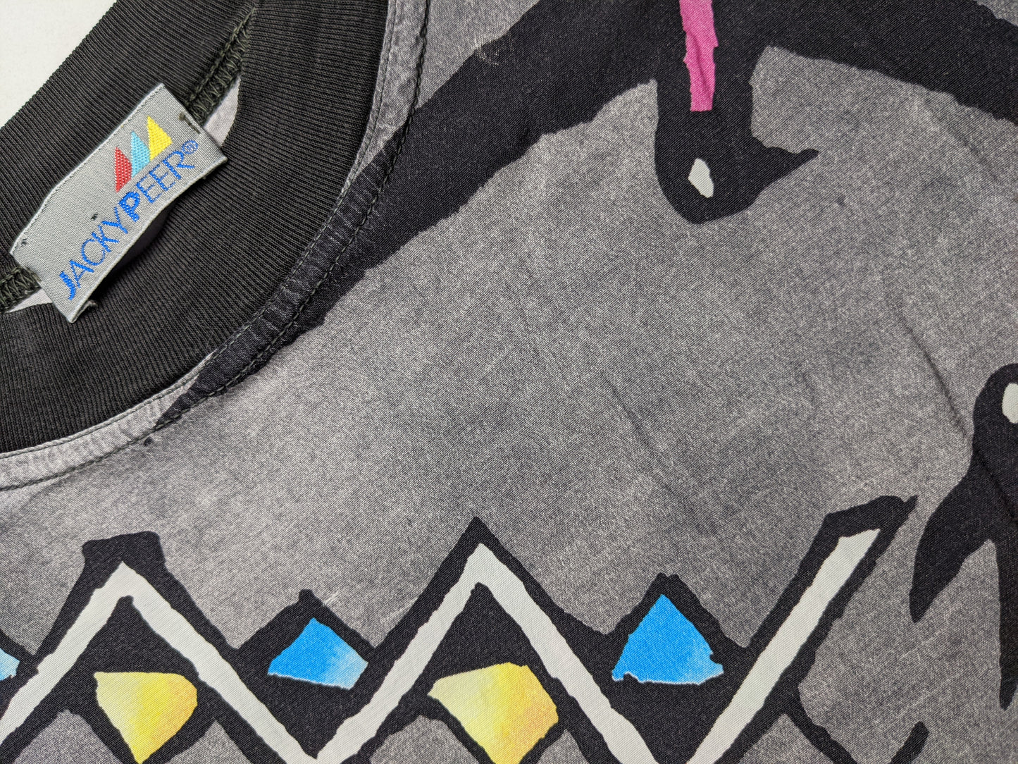 90s Jacky Peer T-Shirt Black Colorful M/L