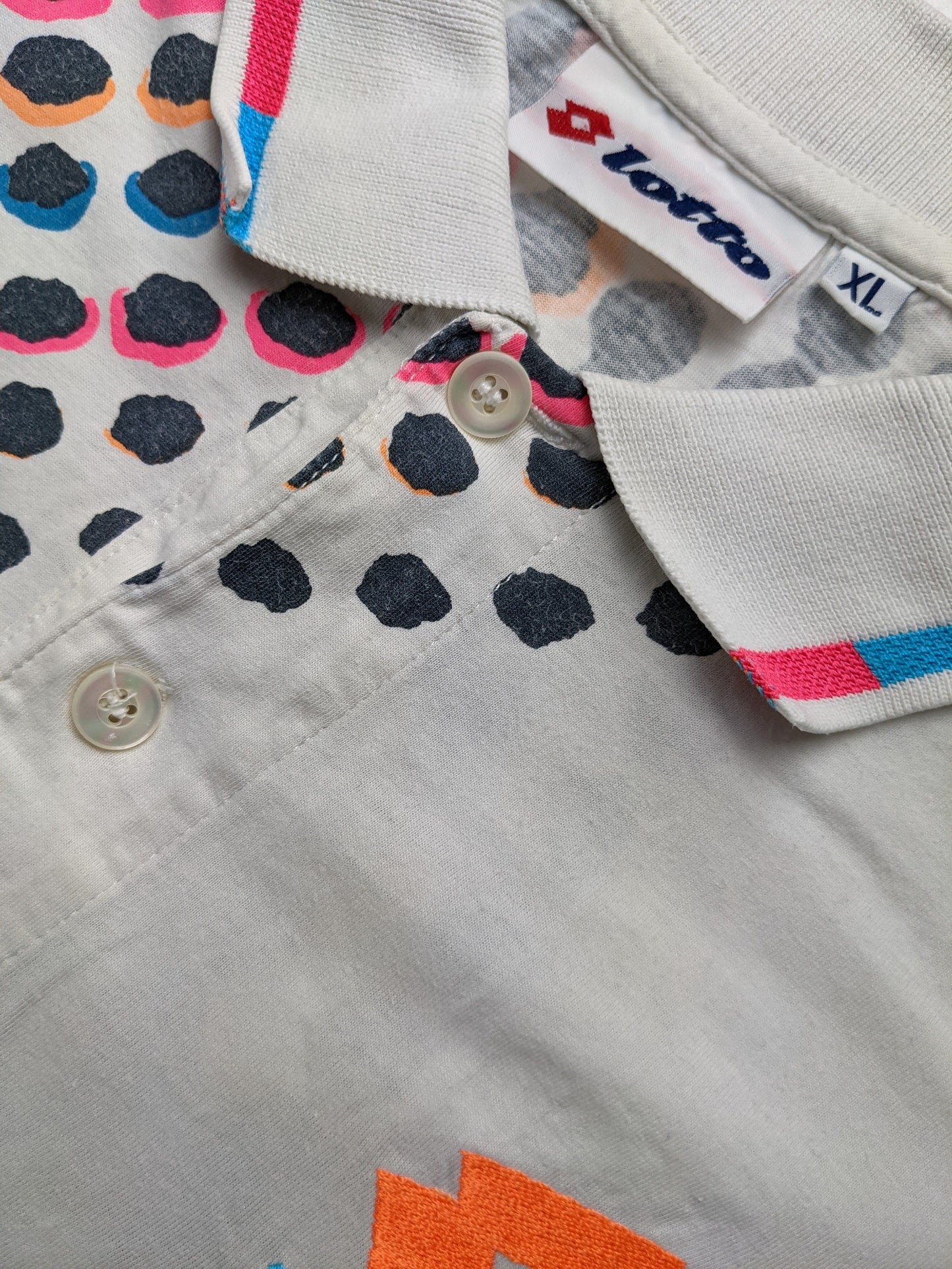 90s Lotto Polo White Orange