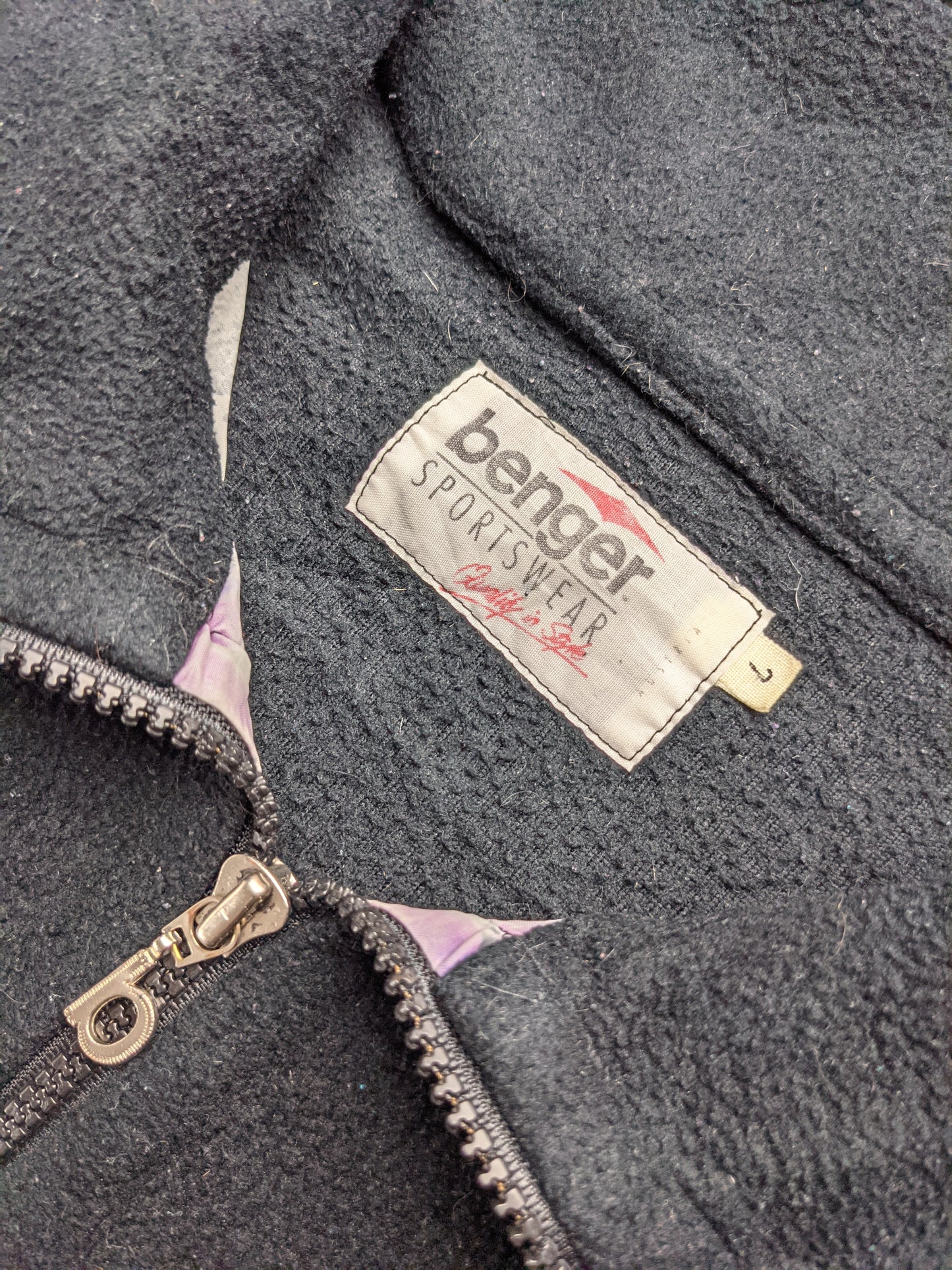 90s Benger Sportswear Crazy Fleece Black L