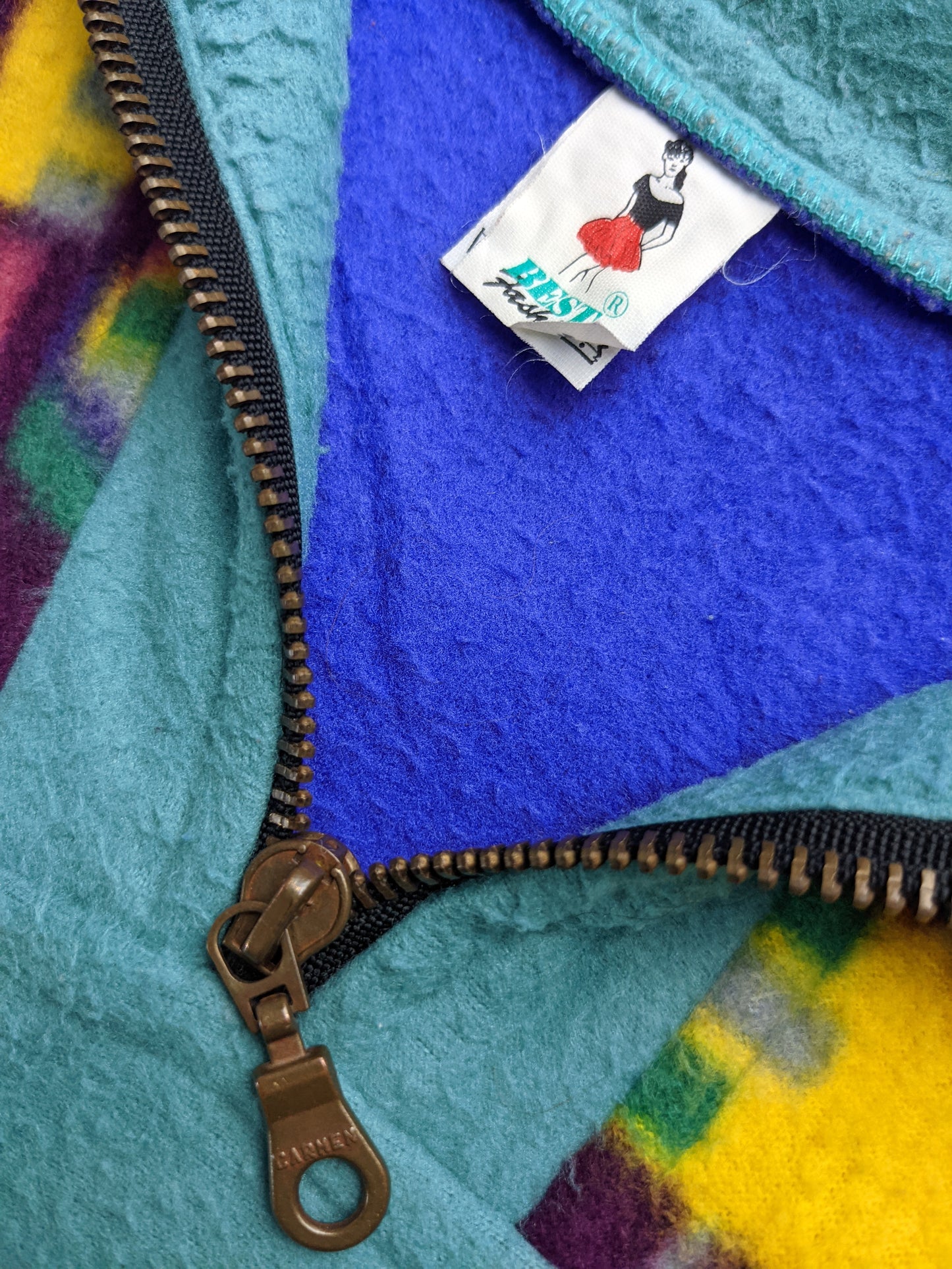 90s Best Fashion Crazy Fleece Purple Green XL