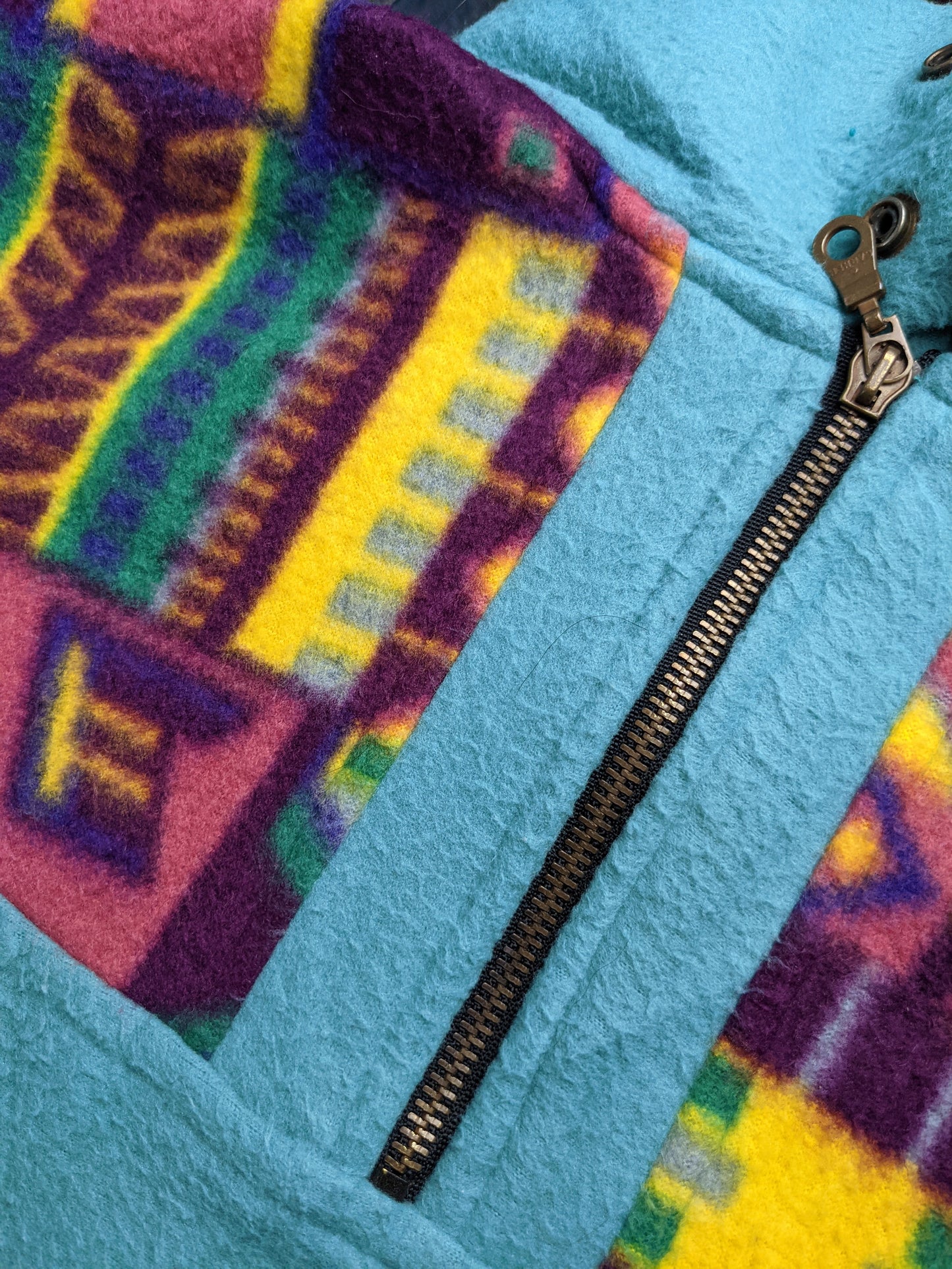 90s Best Fashion Crazy Fleece Purple Green XL