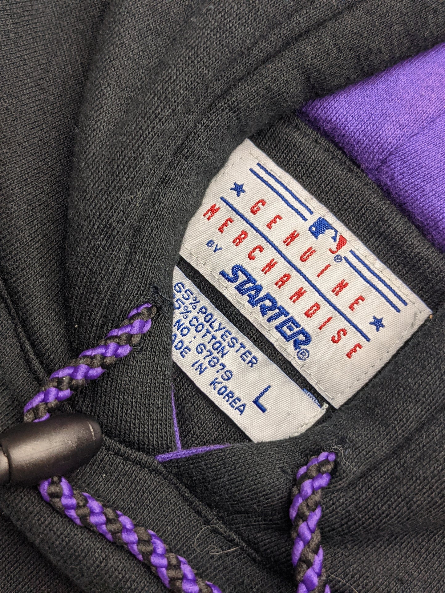90s Colorado Rockies MLB Starter Hoodie Black Purple L