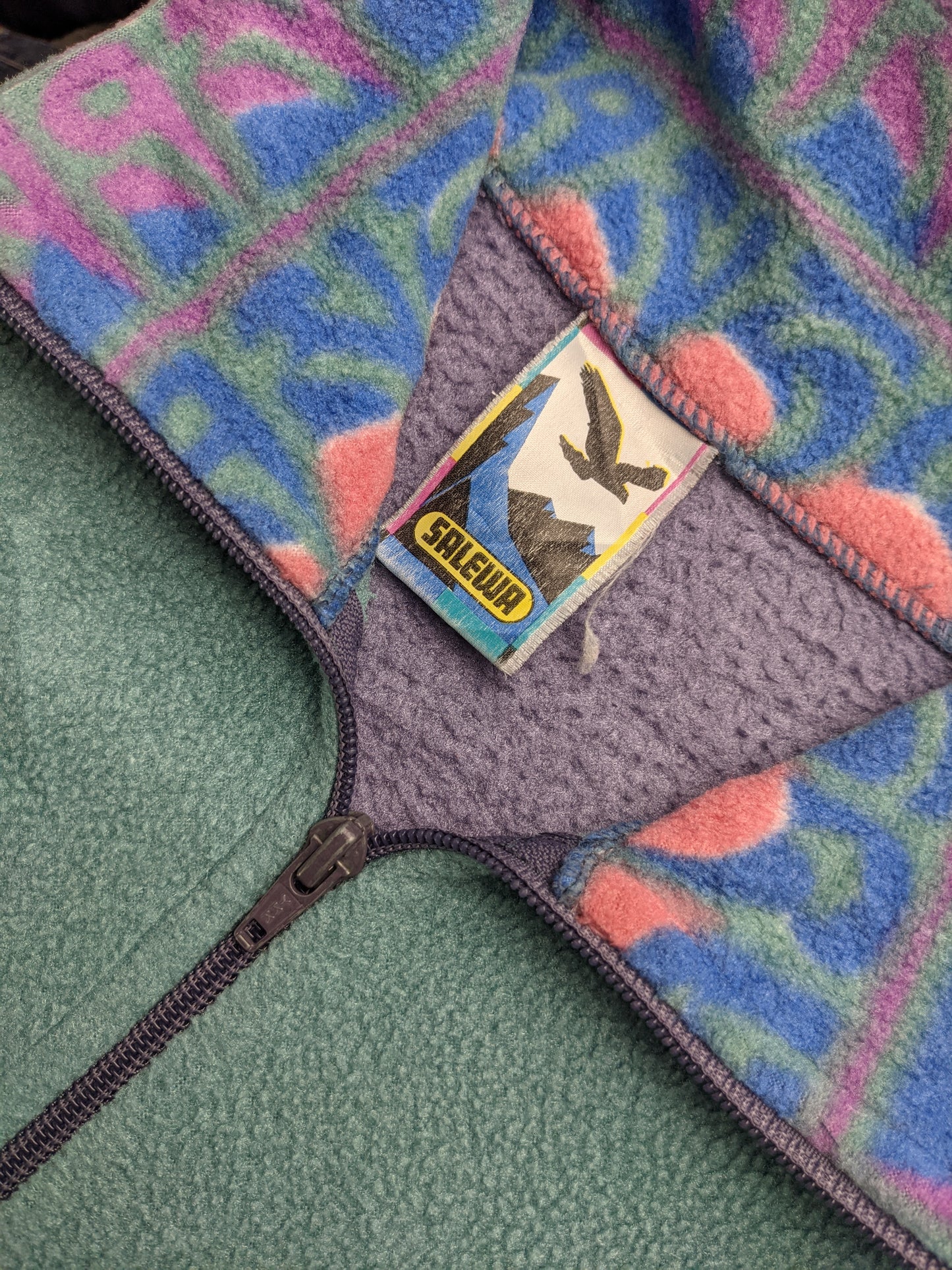80s Salewa Crazy Fleece Green Purple M
