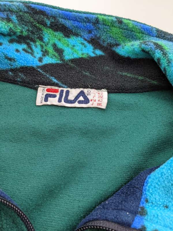 90s Fila Ski Italia Crazy Fleece Green Blue XL/XXL