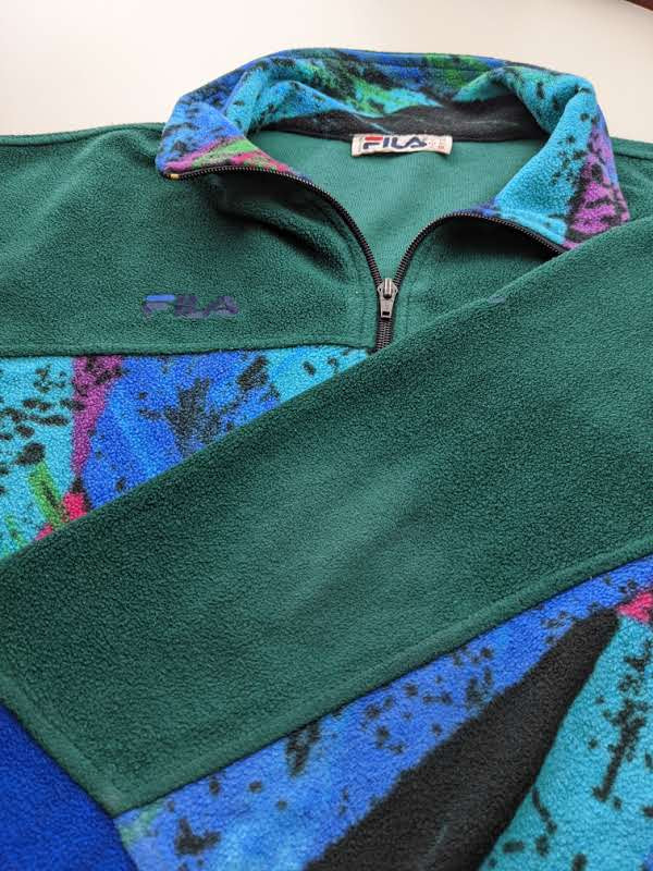 90s Fila Ski Italia Crazy Fleece Green Blue XL/XXL