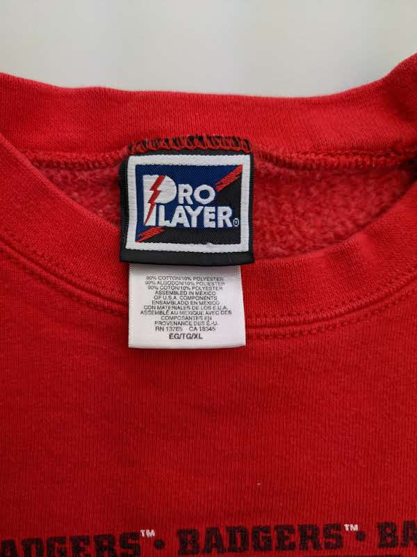 90s Wisconsin Badgers Pro Player Sweatshirt Red XL/L