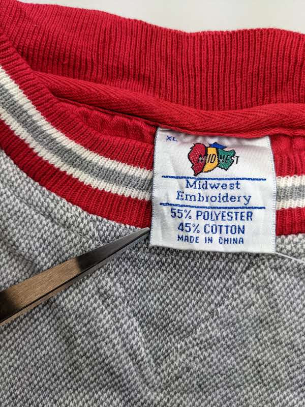90s Wisconsin Badgers Midwest Embroidery Sweatshirt Grey Red XL