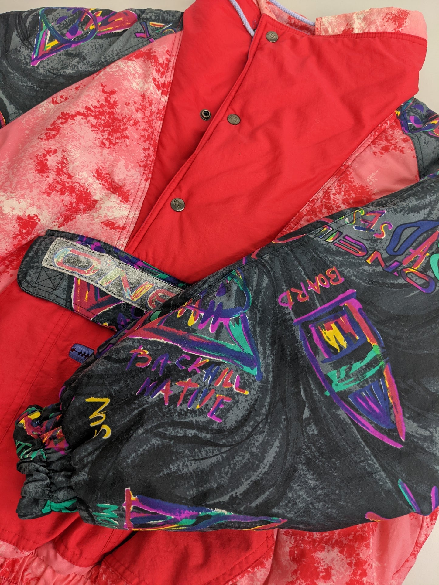 90s O`Neill Jacket Red Black S/M