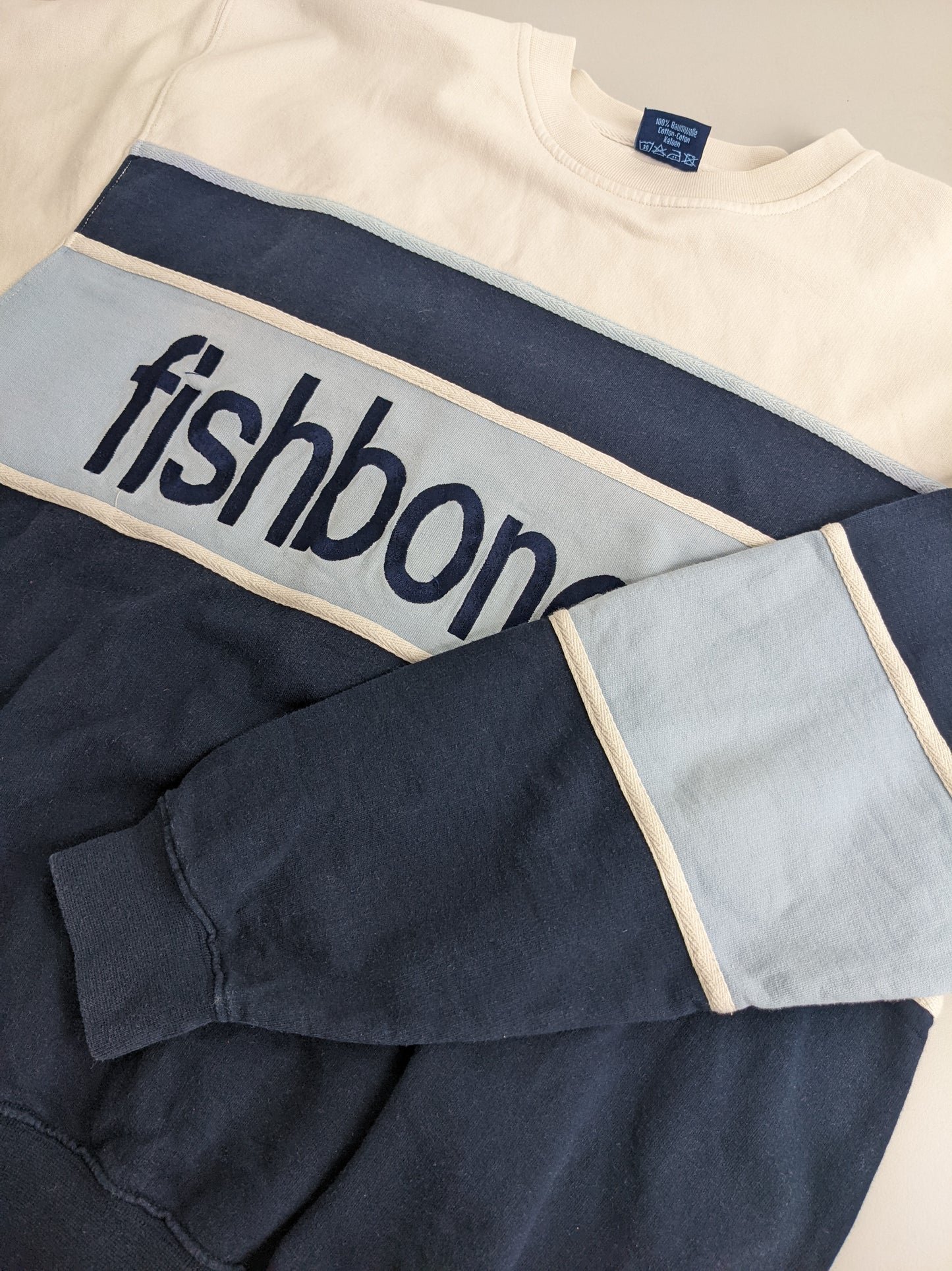 00s Fishbone Sweatshirt Navy Beige XL