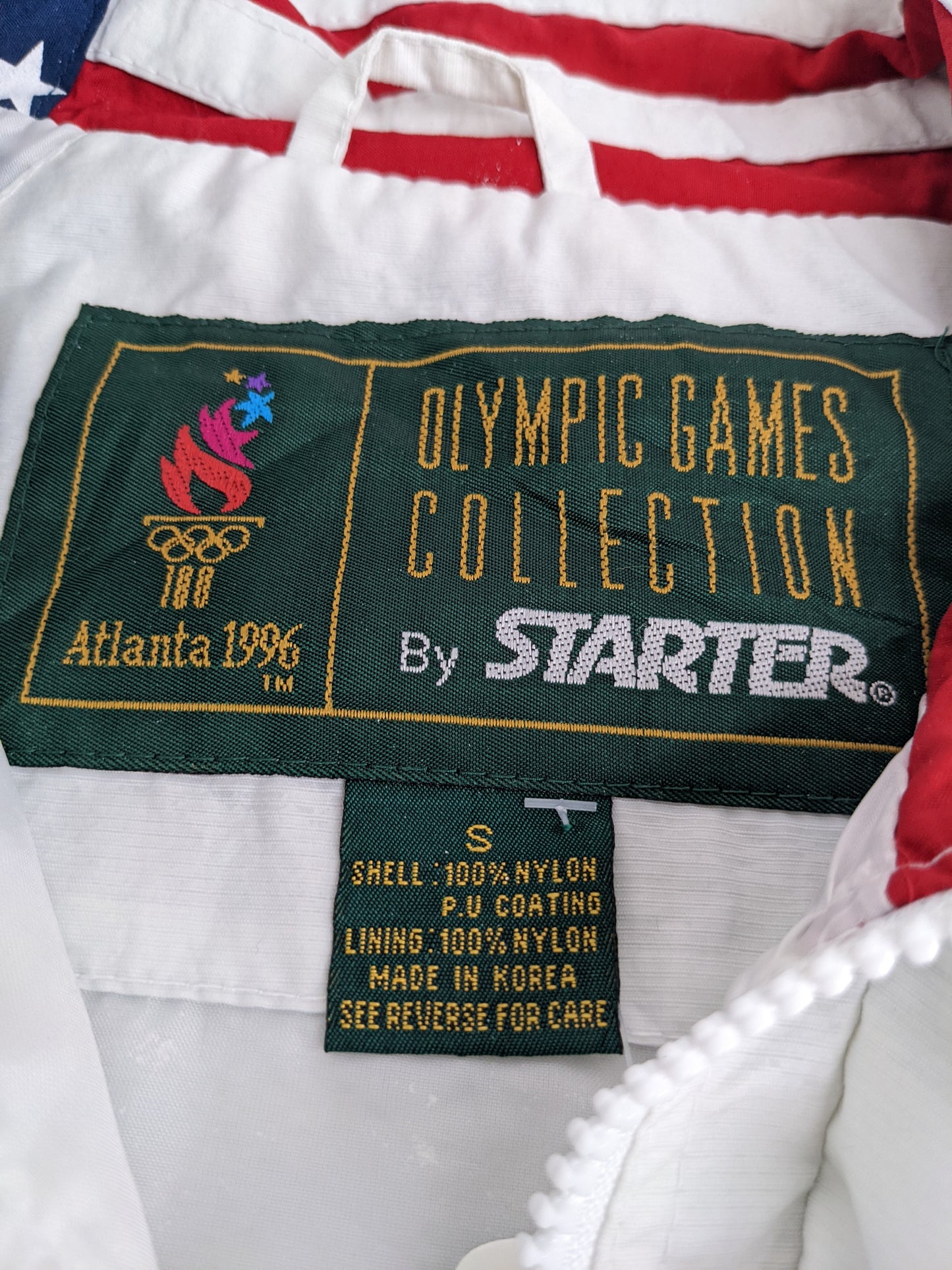 90s Starter Team USA Atlanta 1996 Jacket White Navy S/M