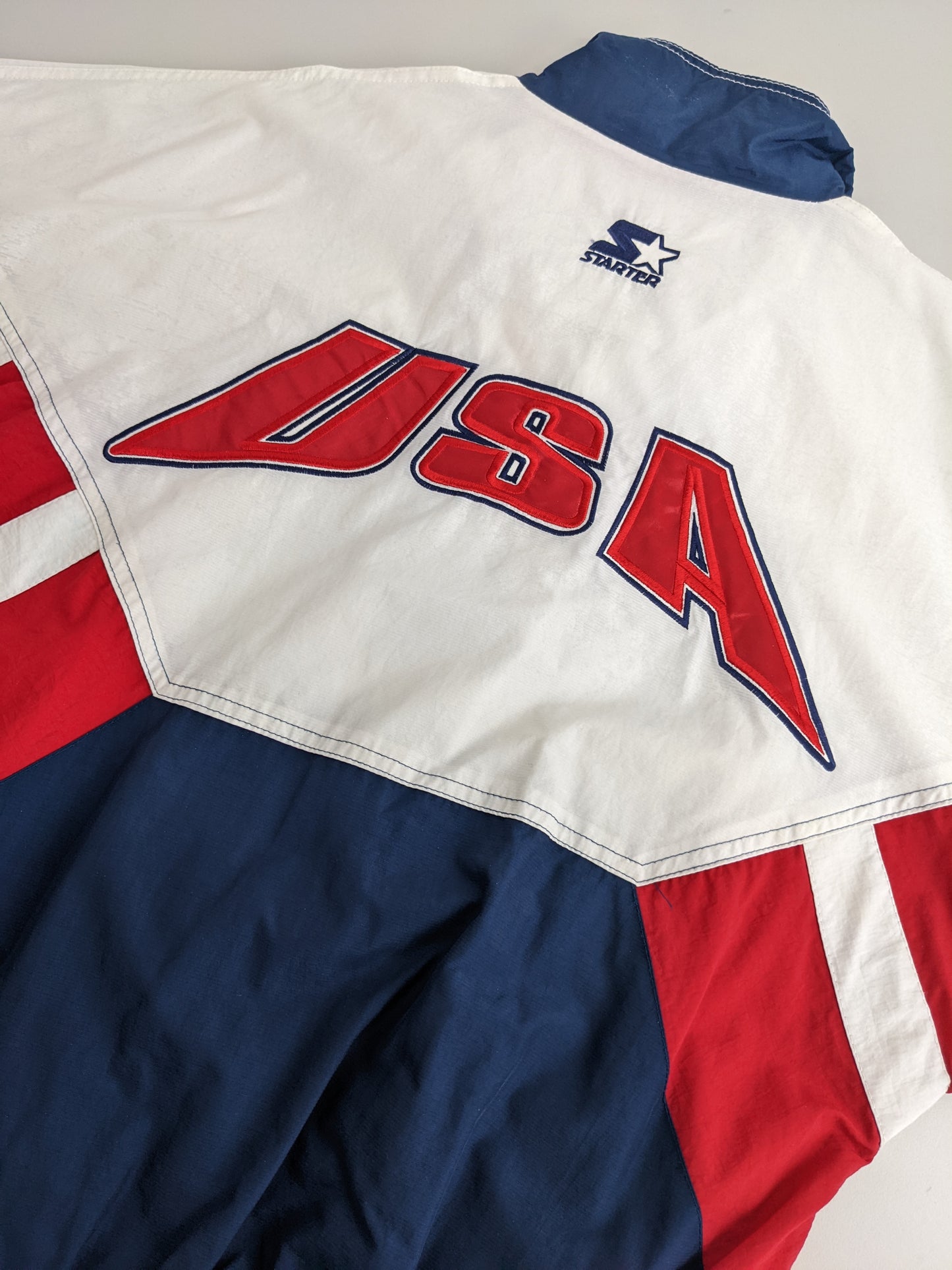 90s Starter Team USA Atlanta 1996 Jacket White Navy S/M