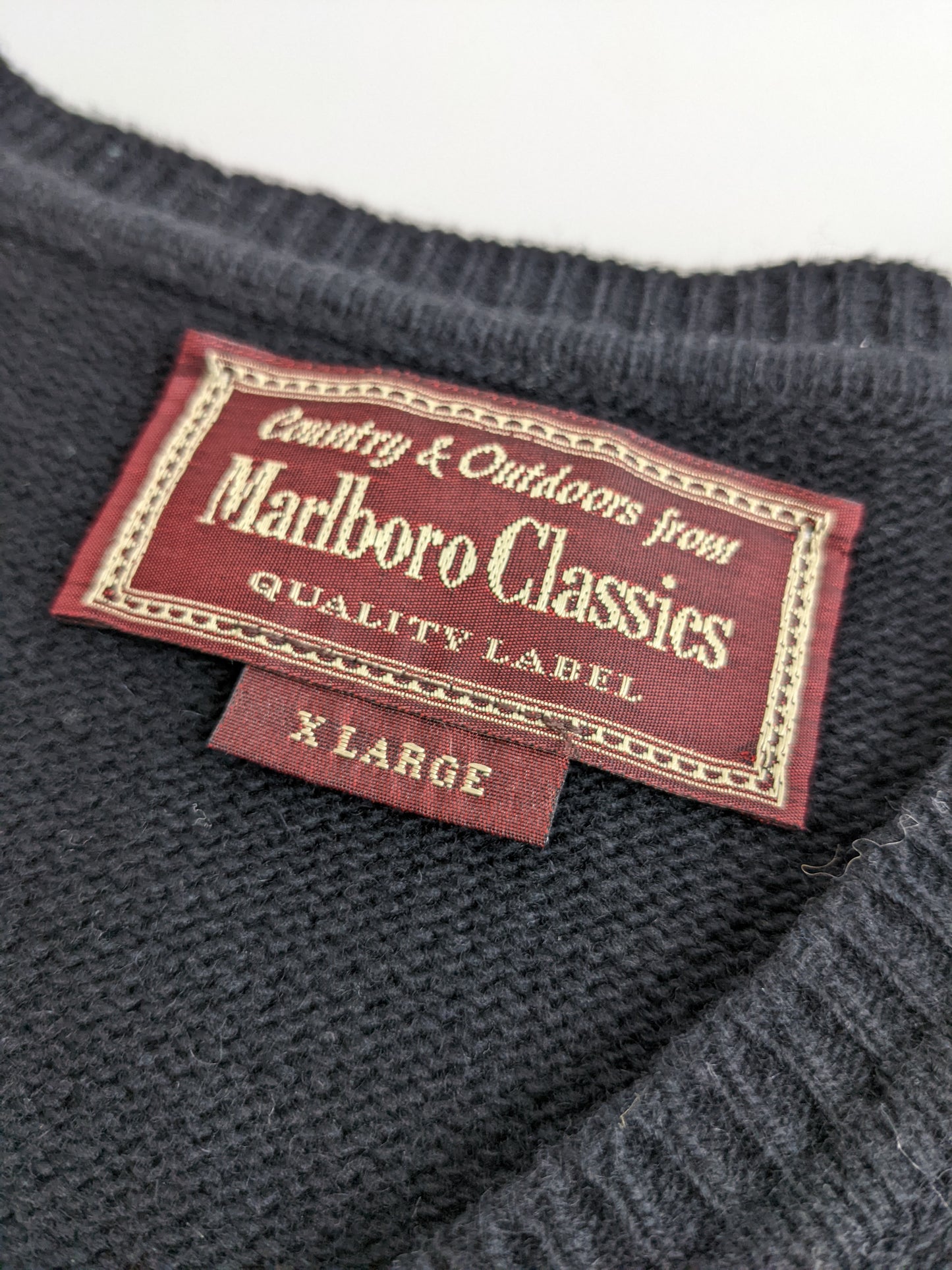 90s Marlboro Classic Knit Sweater Vest Black XL