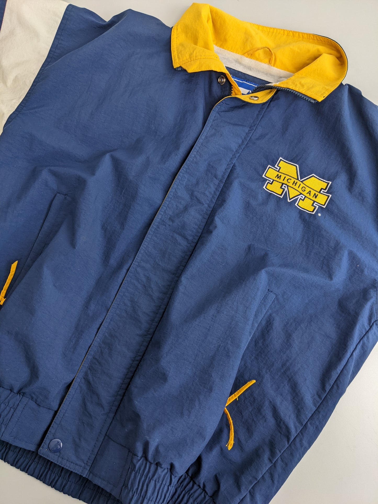 90s Starter Michigan Wolverines NCAA Jacket Navy Yellow M