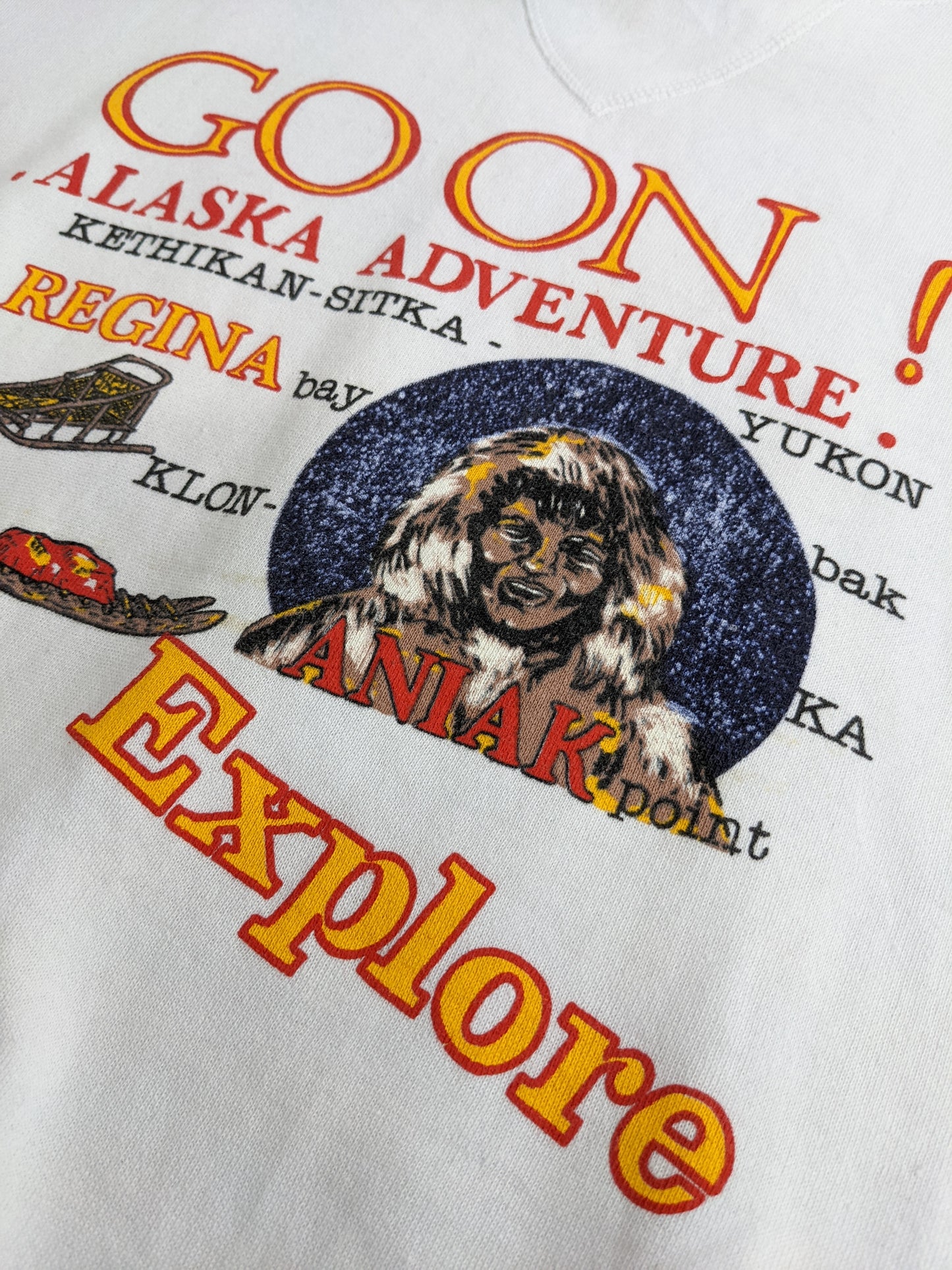 80s Unbranded Alaska Sweatshirt White L