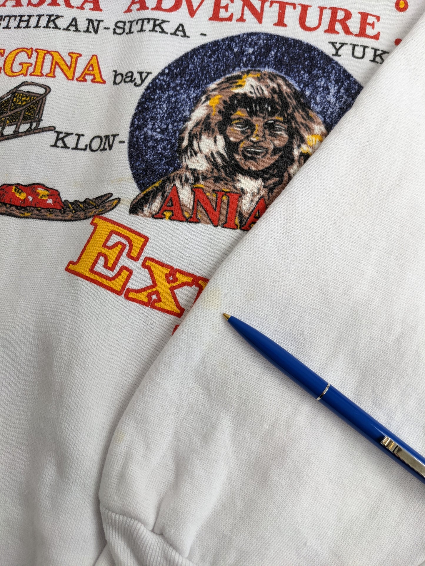 80s Unbranded Alaska Sweatshirt White L