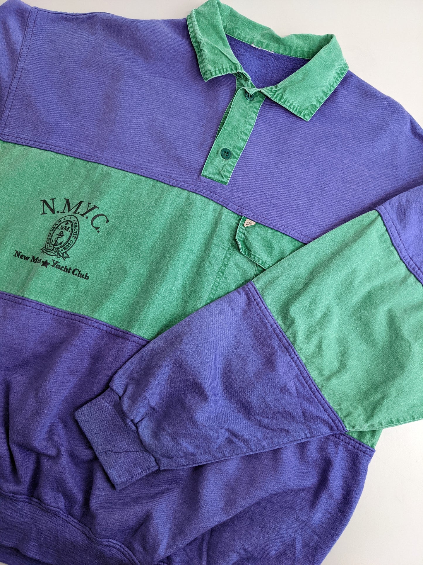 80s New Man Sweatshirt Purple Green M