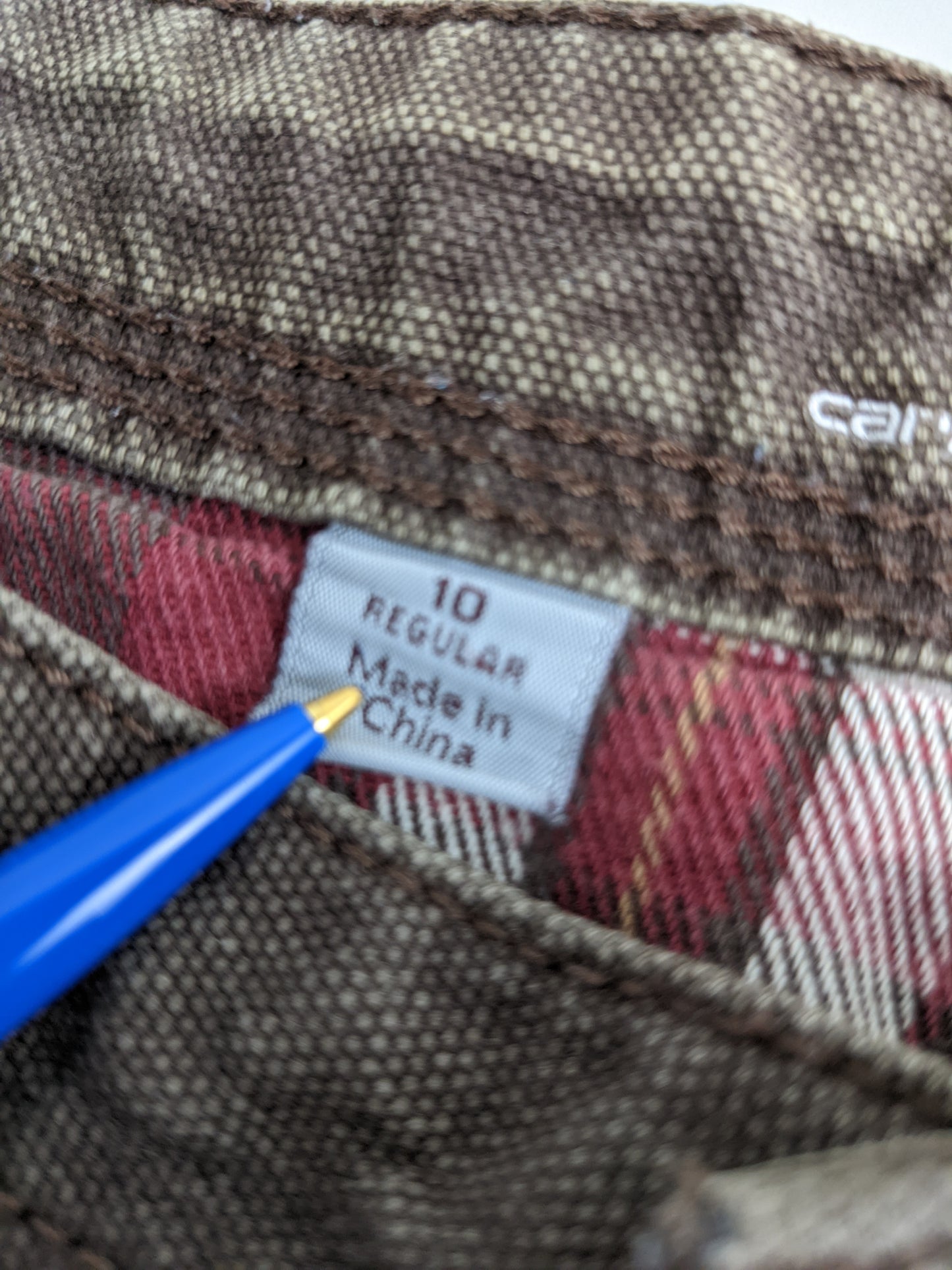 00s Carhartt Distressed Reworked Workwear Pant Brown 10 Regular