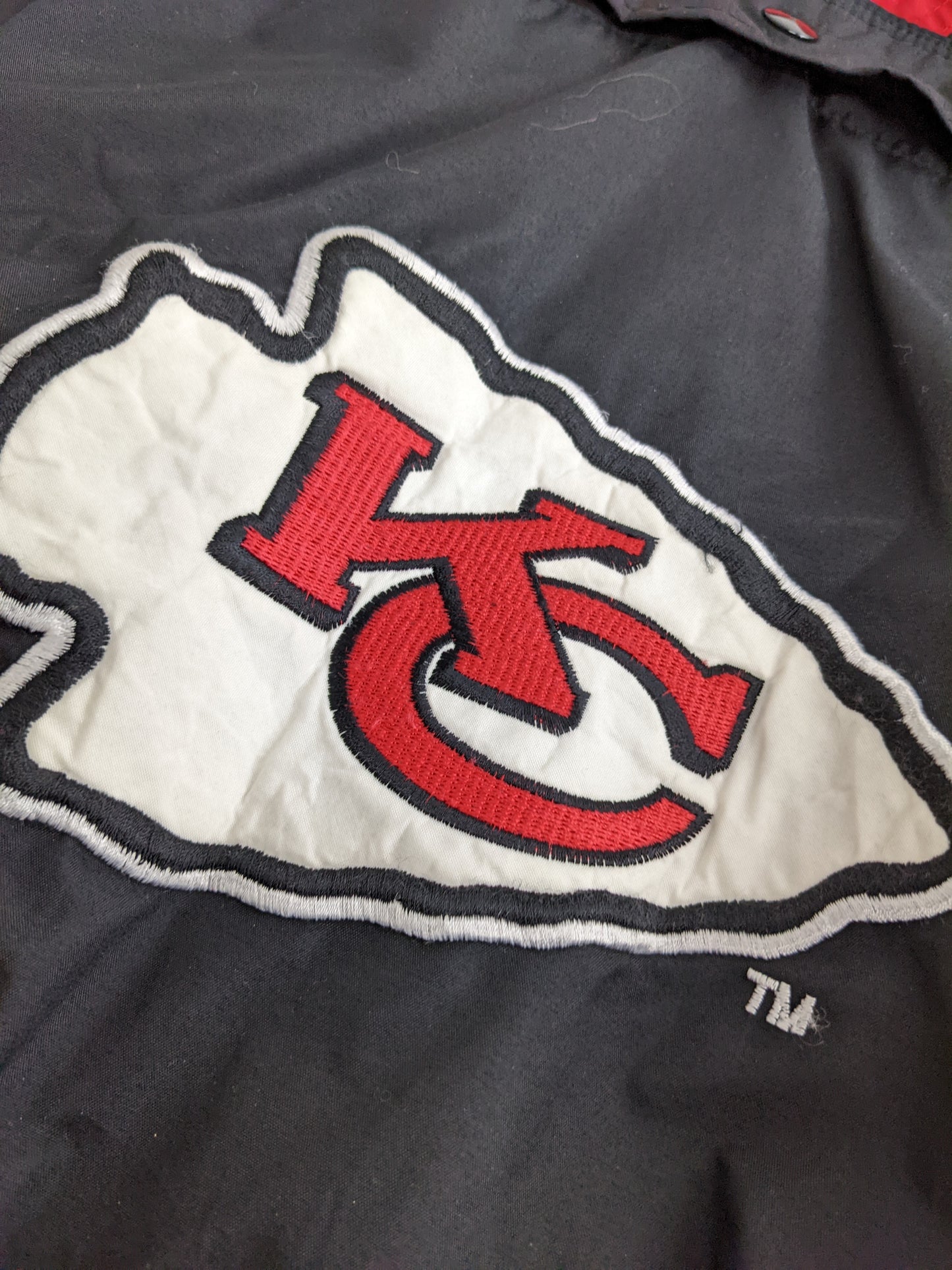 90s Nutmeg Mills Kansas City Chiefs NFL Jacket Black Red XL