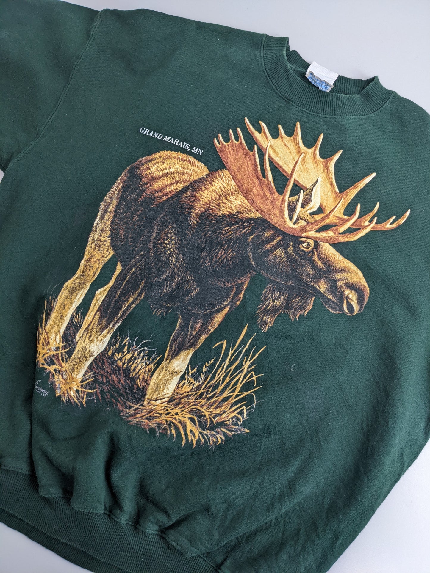 00s Gildan Animal Print Sweatshirt Green XL
