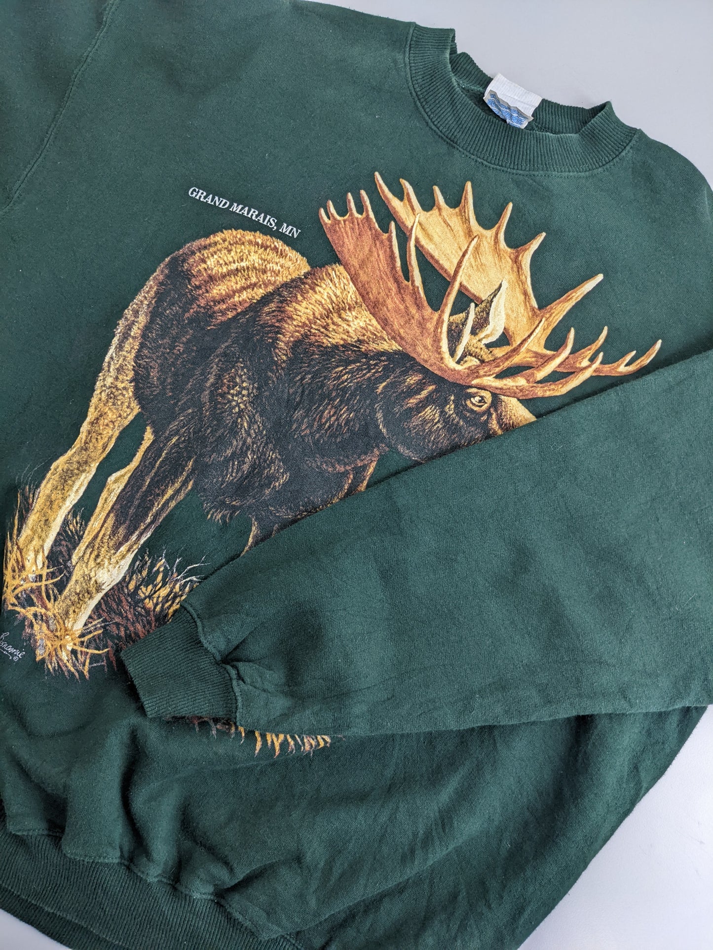 00s Gildan Animal Print Sweatshirt Green XL